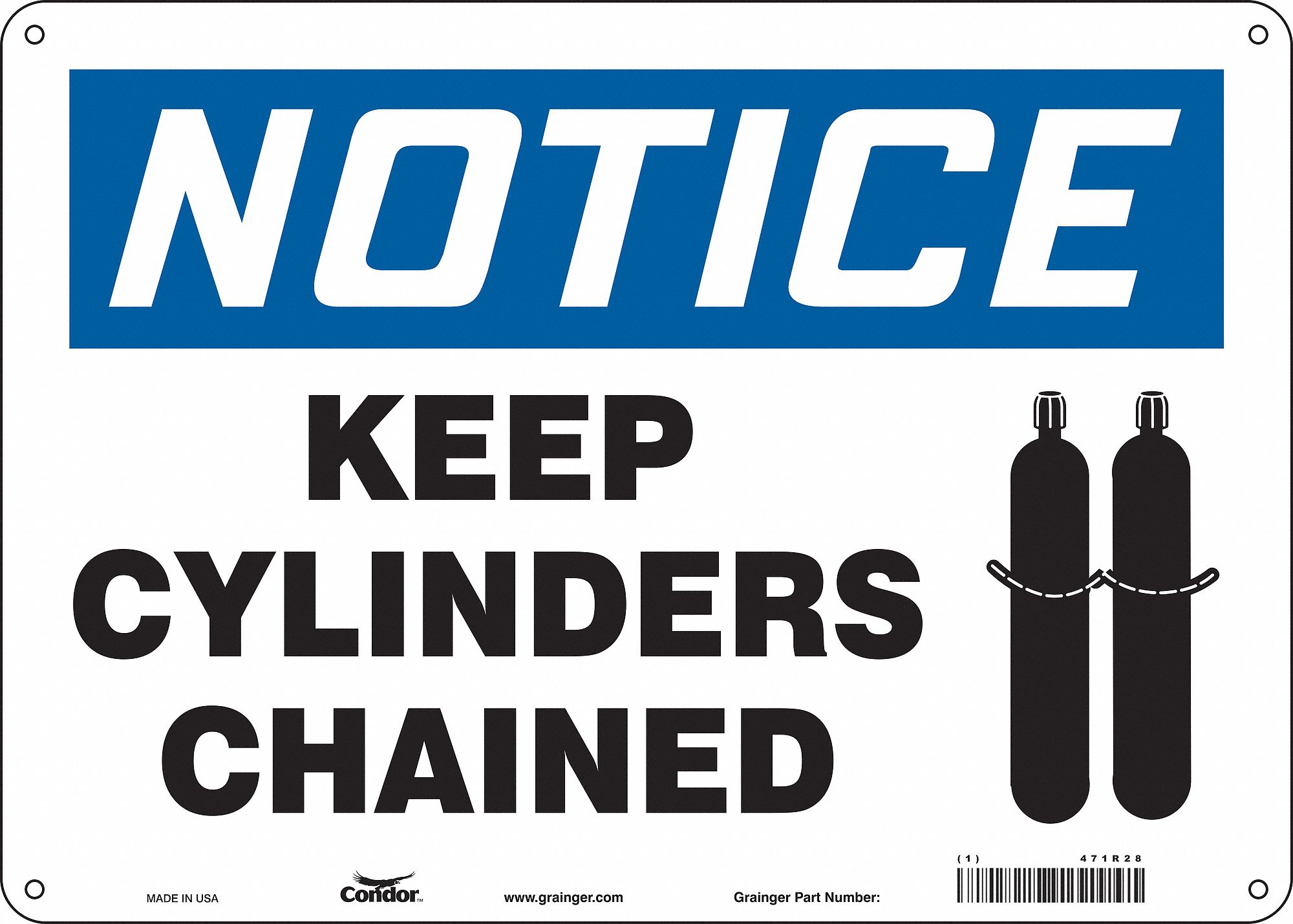 Safety Sign: Aluminum, Mounting Holes Sign Mounting, 10 in x 14 in Nominal Sign Size, 0.032 in Thick