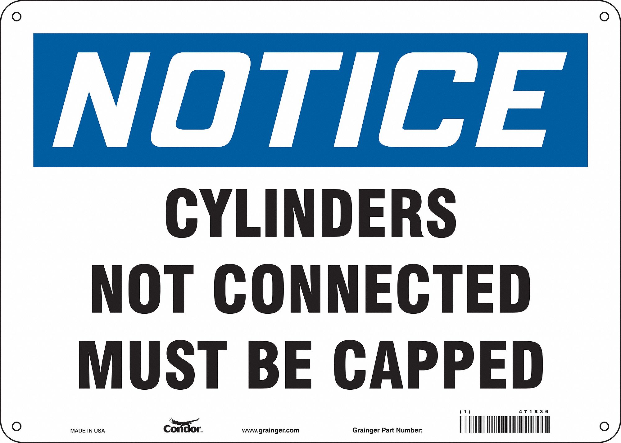 Safety Sign: Aluminum, Mounting Holes Sign Mounting, 10 in x 14 in Nominal Sign Size, 0.032 in Thick