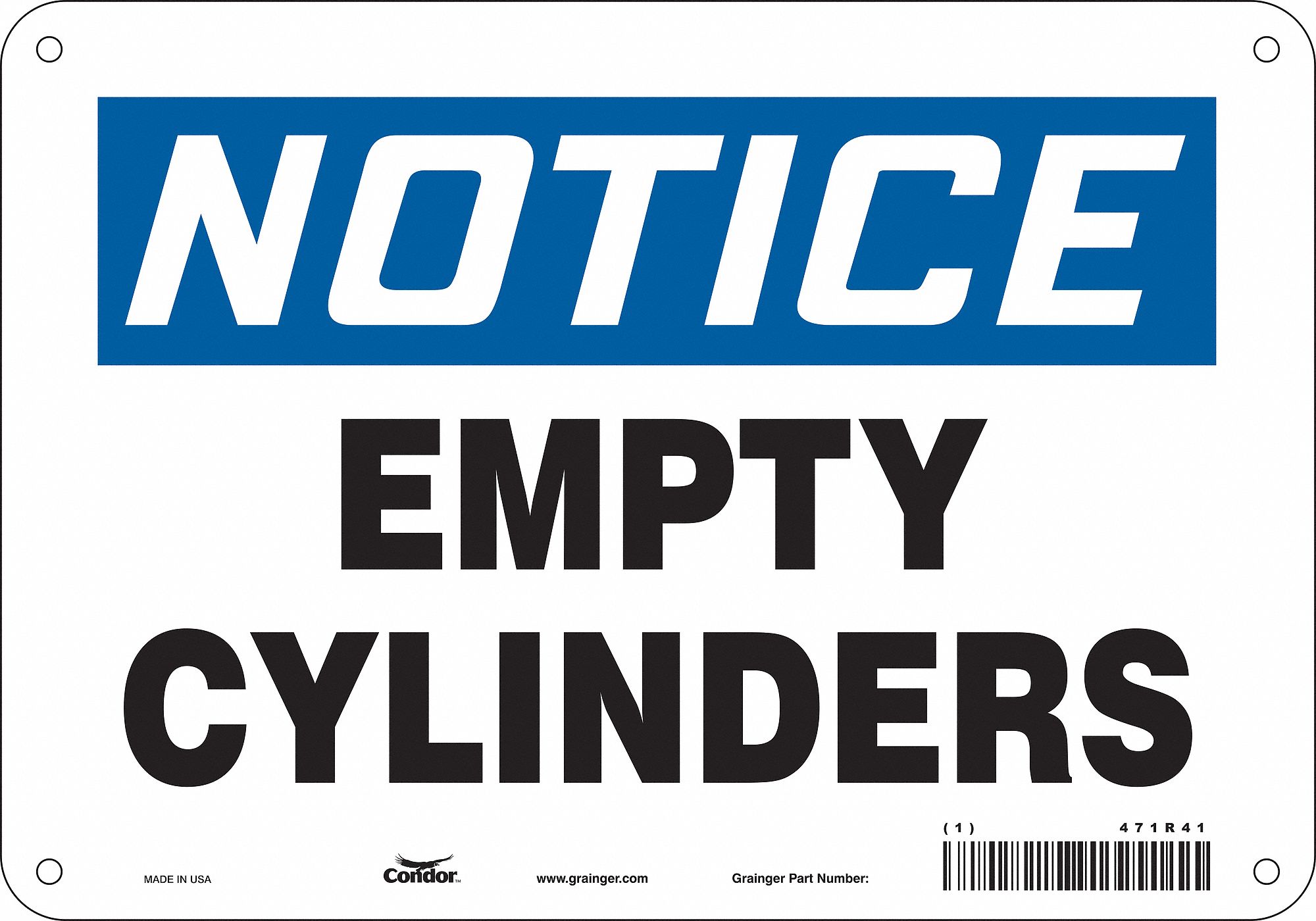 Safety Sign: Aluminum, Mounting Holes Sign Mounting, 7 in x 10 in Nominal Sign Size, 0.032 in Thick