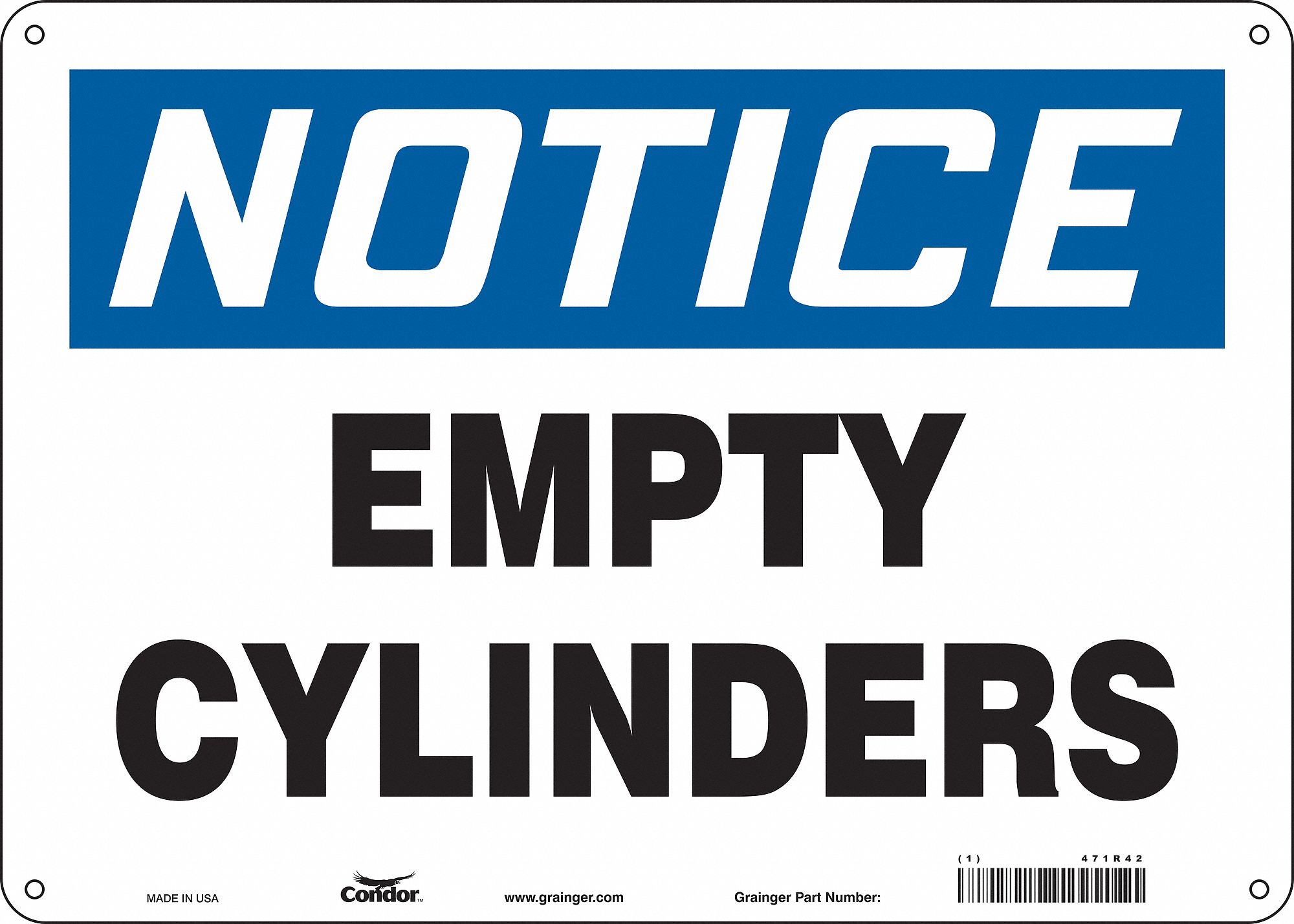 Safety Sign: Aluminum, Mounting Holes Sign Mounting, 10 in x 14 in Nominal Sign Size, 0.032 in Thick