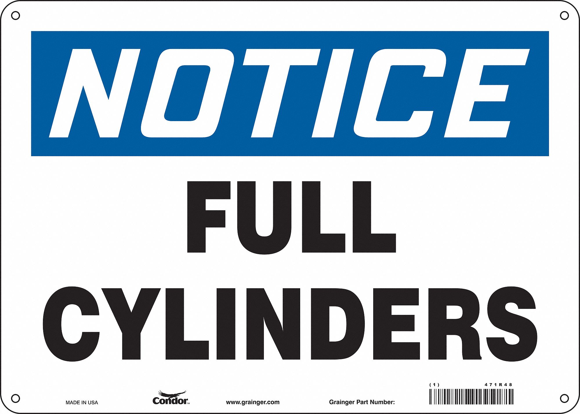 Safety Sign: Aluminum, Mounting Holes Sign Mounting, 10 in x 14 in Nominal Sign Size, 0.032 in Thick