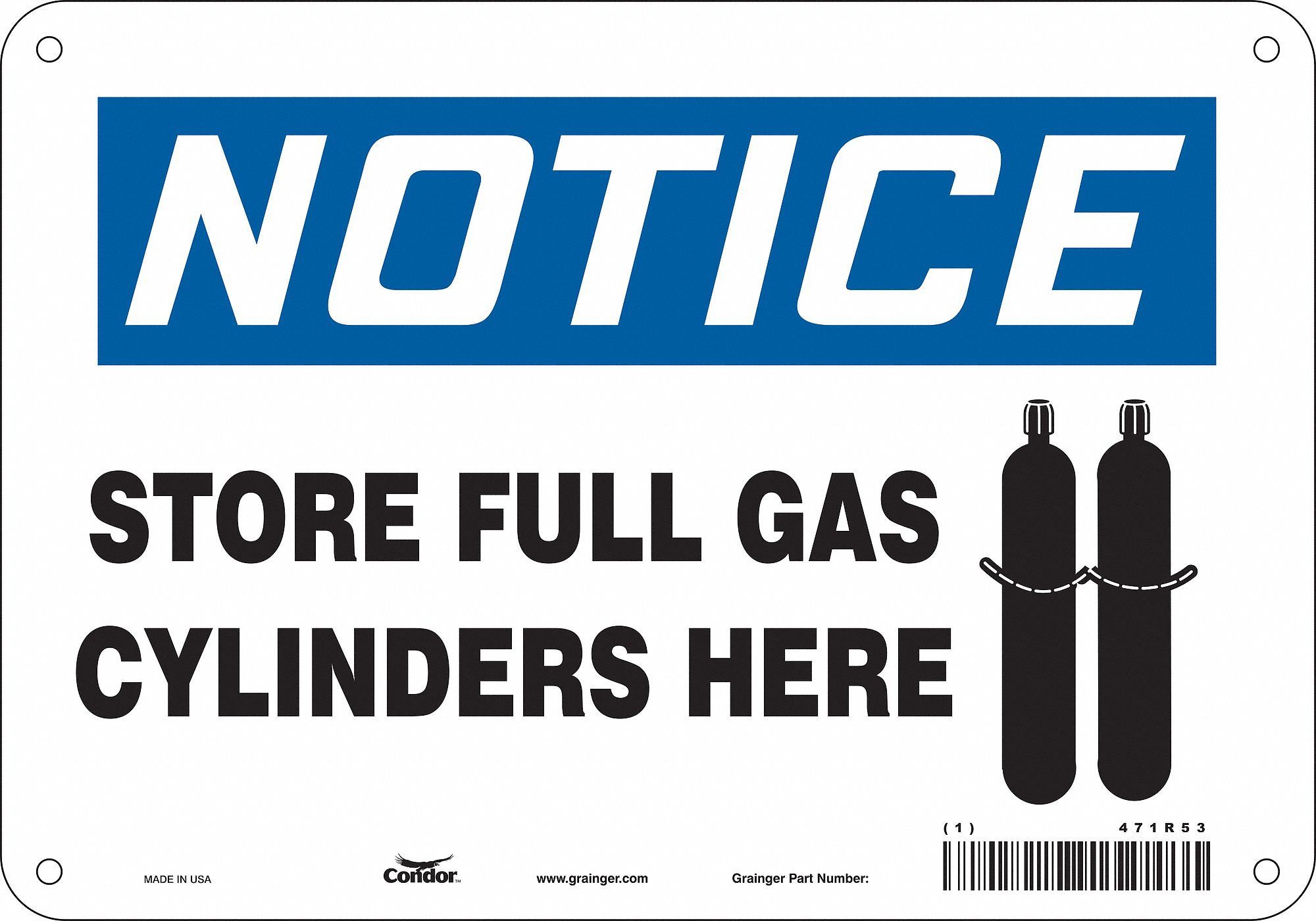 Safety Sign: Aluminum, Mounting Holes Sign Mounting, 7 in x 10 in Nominal Sign Size, 0.032 in Thick