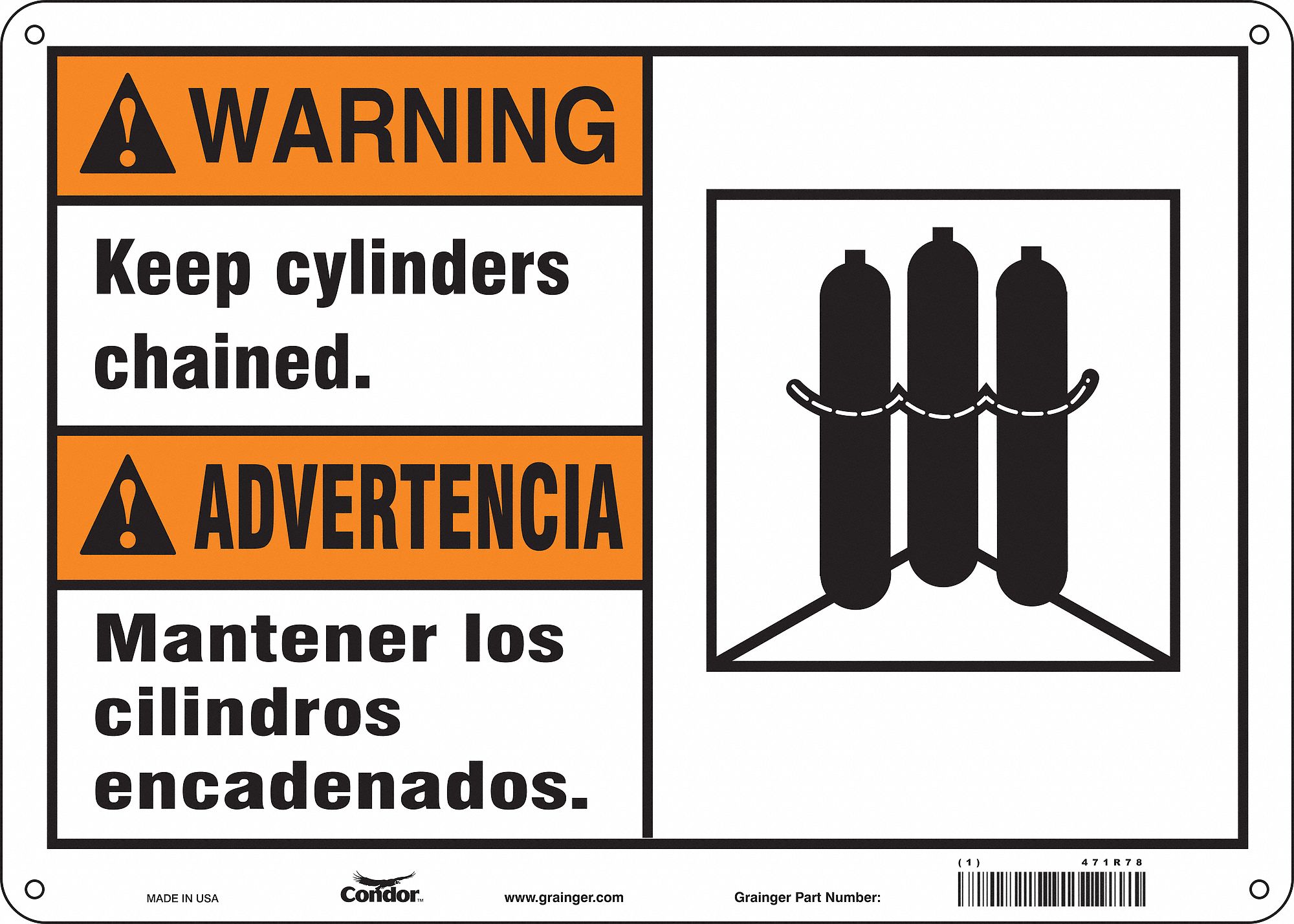 Safety Sign: Aluminum, Mounting Holes Sign Mounting, 10 in x 14 in Nominal Sign Size, 0.032 in Thick
