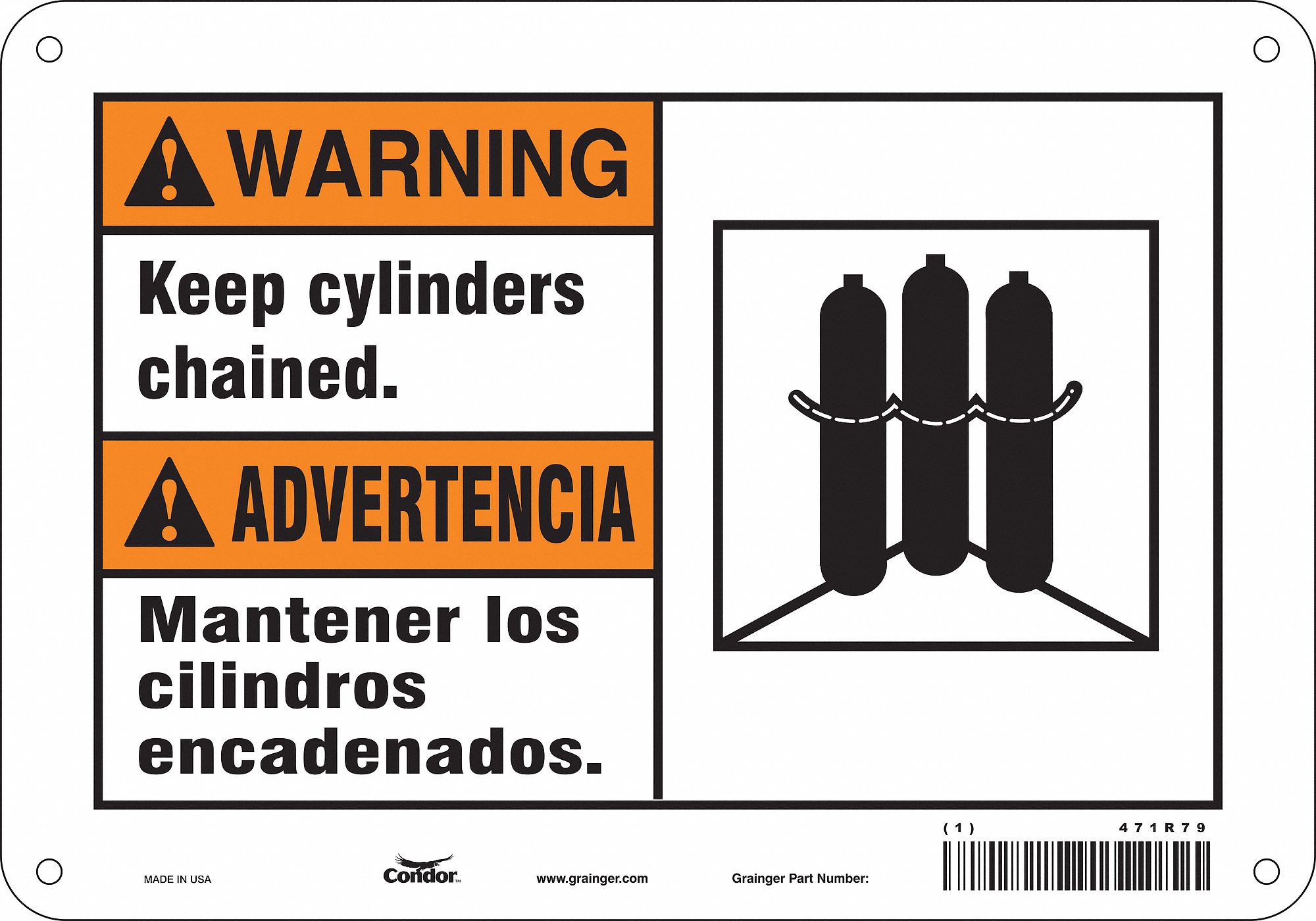 Safety Sign: Polyethylene, Mounting Holes Sign Mounting, 7 in x 10 in Nominal Sign Size, Wall