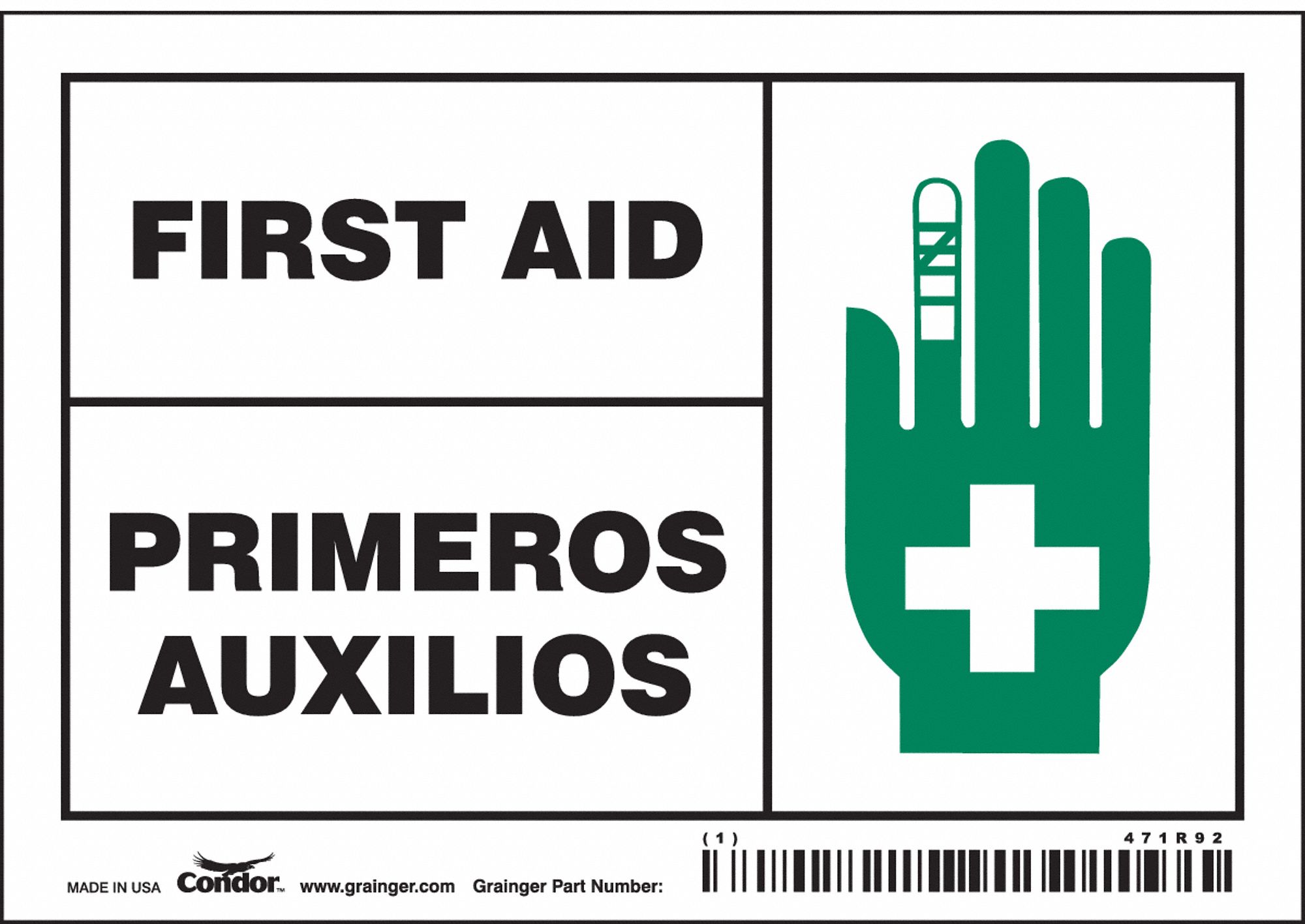 Safety Sign: Vinyl, Adhesive Sign Mounting, 3 1/2 in x 5 in Nominal Sign Size, 0.02 in Thick, 5 PK