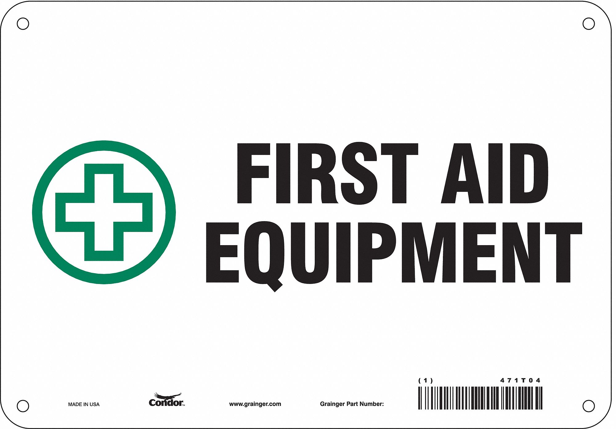 Safety Sign: Polyethylene, Mounting Holes Sign Mounting, 7 in x 10 in Nominal Sign Size
