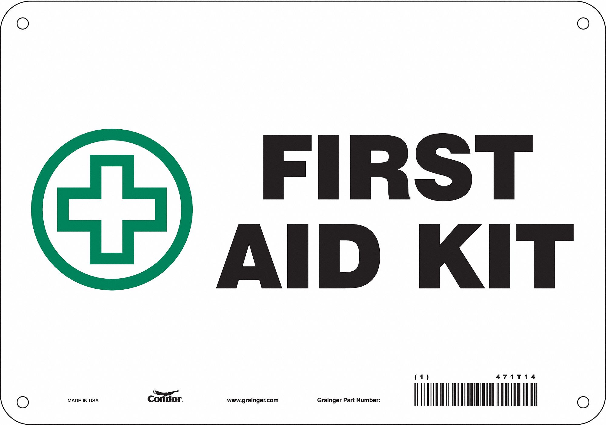 Safety Sign: Aluminum, Mounting Holes Sign Mounting, 7 in x 10 in Nominal Sign Size, 0.032 in Thick