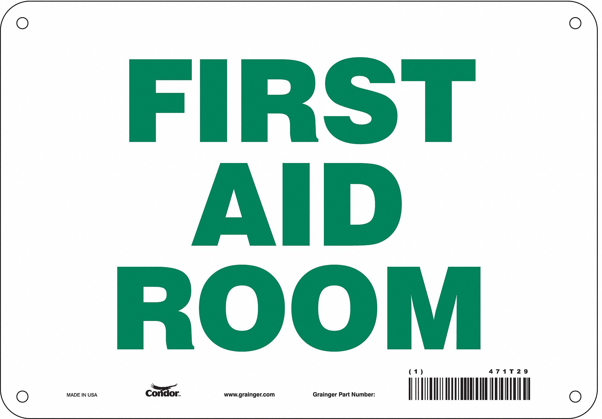 Safety Sign: Aluminum, Mounting Holes Sign Mounting, 7 in x 10 in Nominal Sign Size, 0.032 in Thick