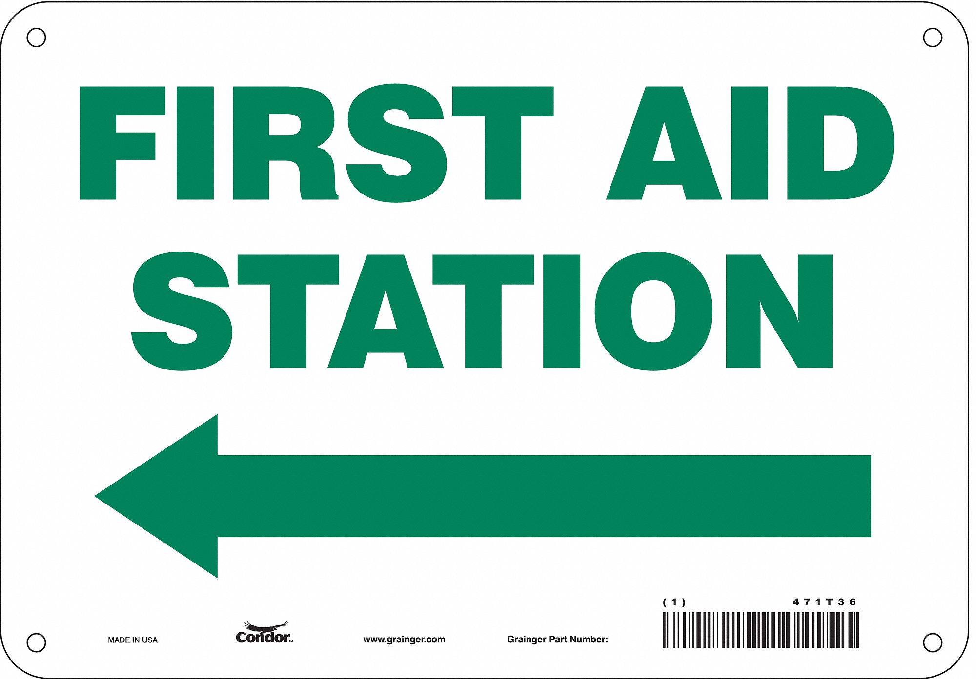 Safety Sign: Aluminum, Mounting Holes Sign Mounting, 7 in x 10 in Nominal Sign Size, 0.032 in Thick