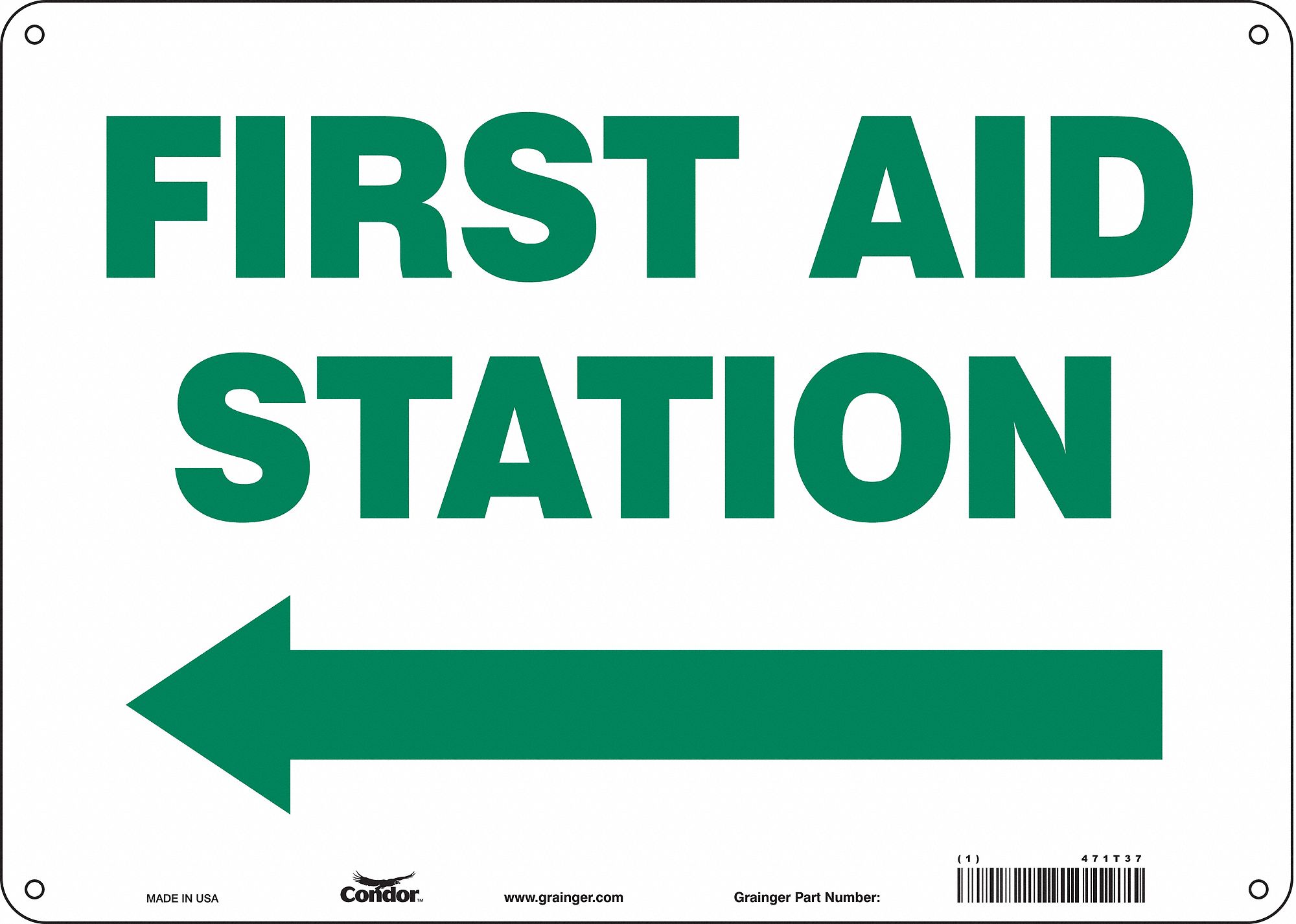Safety Sign: Aluminum, Mounting Holes Sign Mounting, 10 in x 14 in Nominal Sign Size, 0.032 in Thick