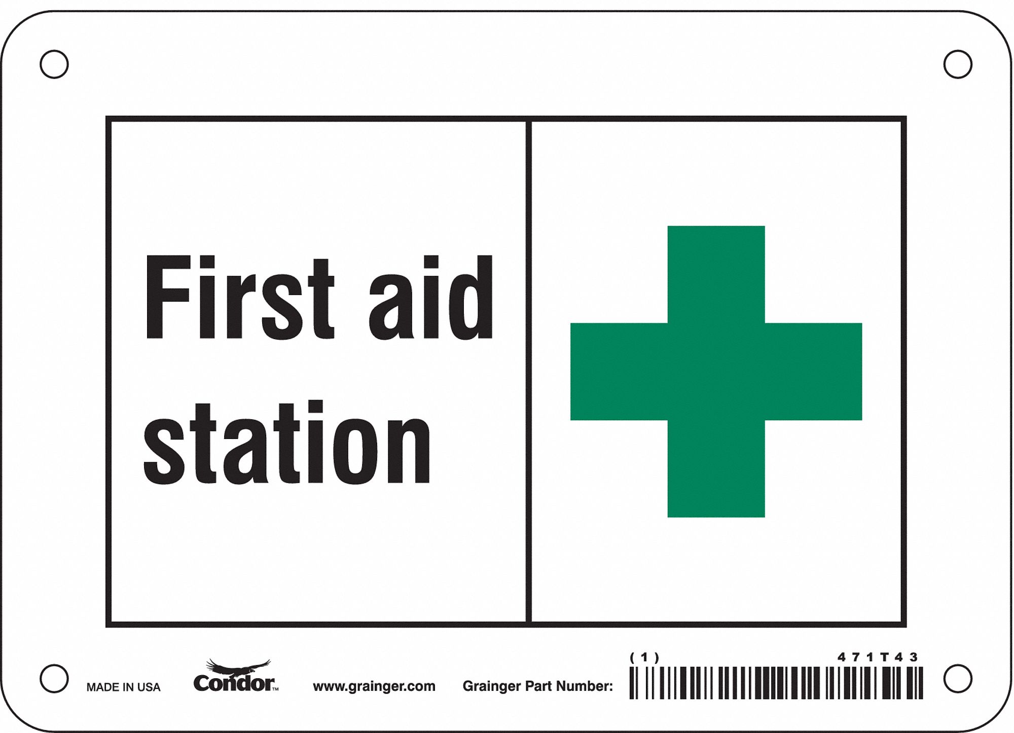 Safety Sign: Aluminum, Mounting Holes Sign Mounting, 5 in x 7 in Nominal Sign Size, 0.032 in Thick