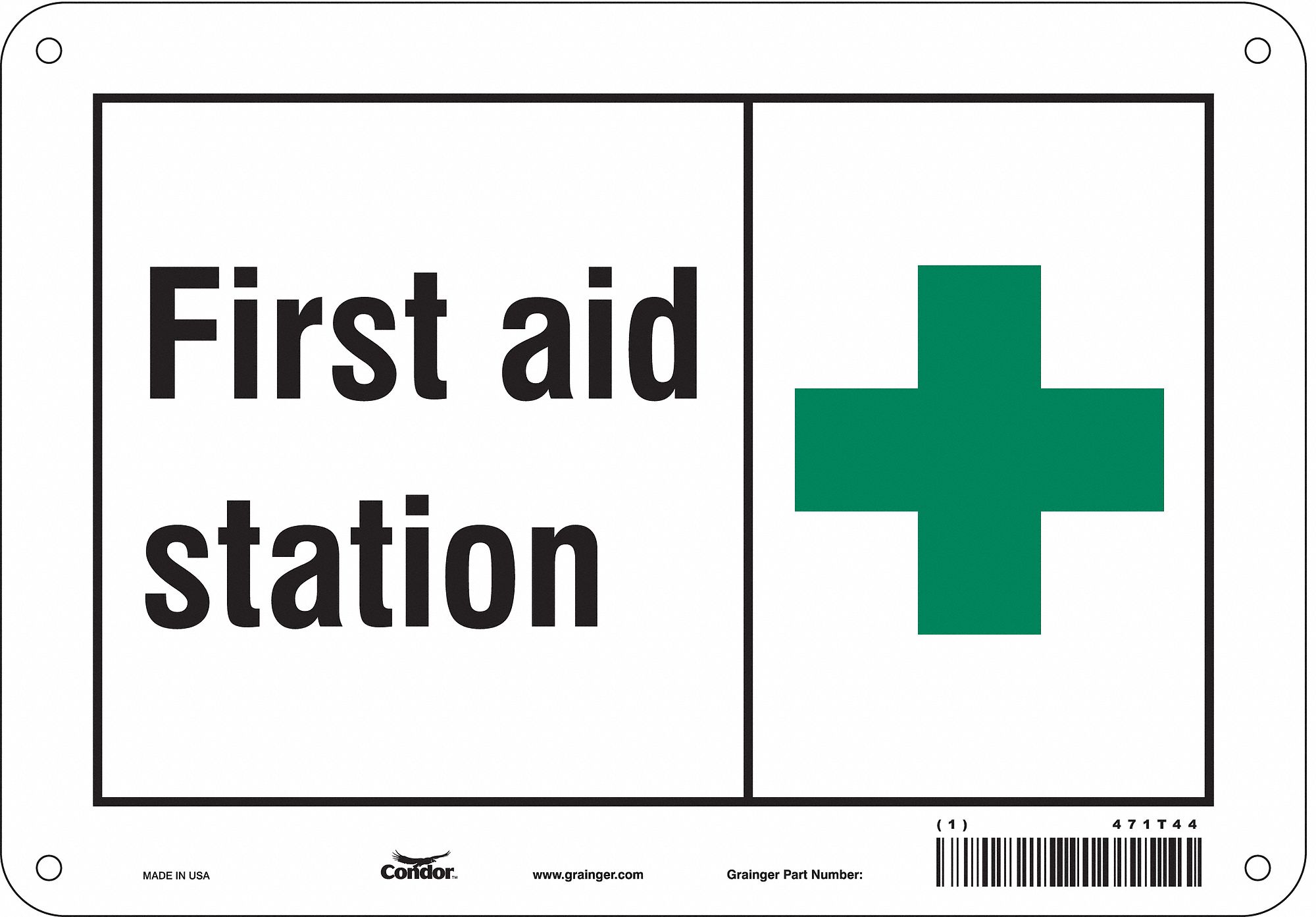 Safety Sign: Aluminum, Mounting Holes Sign Mounting, 7 in x 10 in Nominal Sign Size, 0.032 in Thick