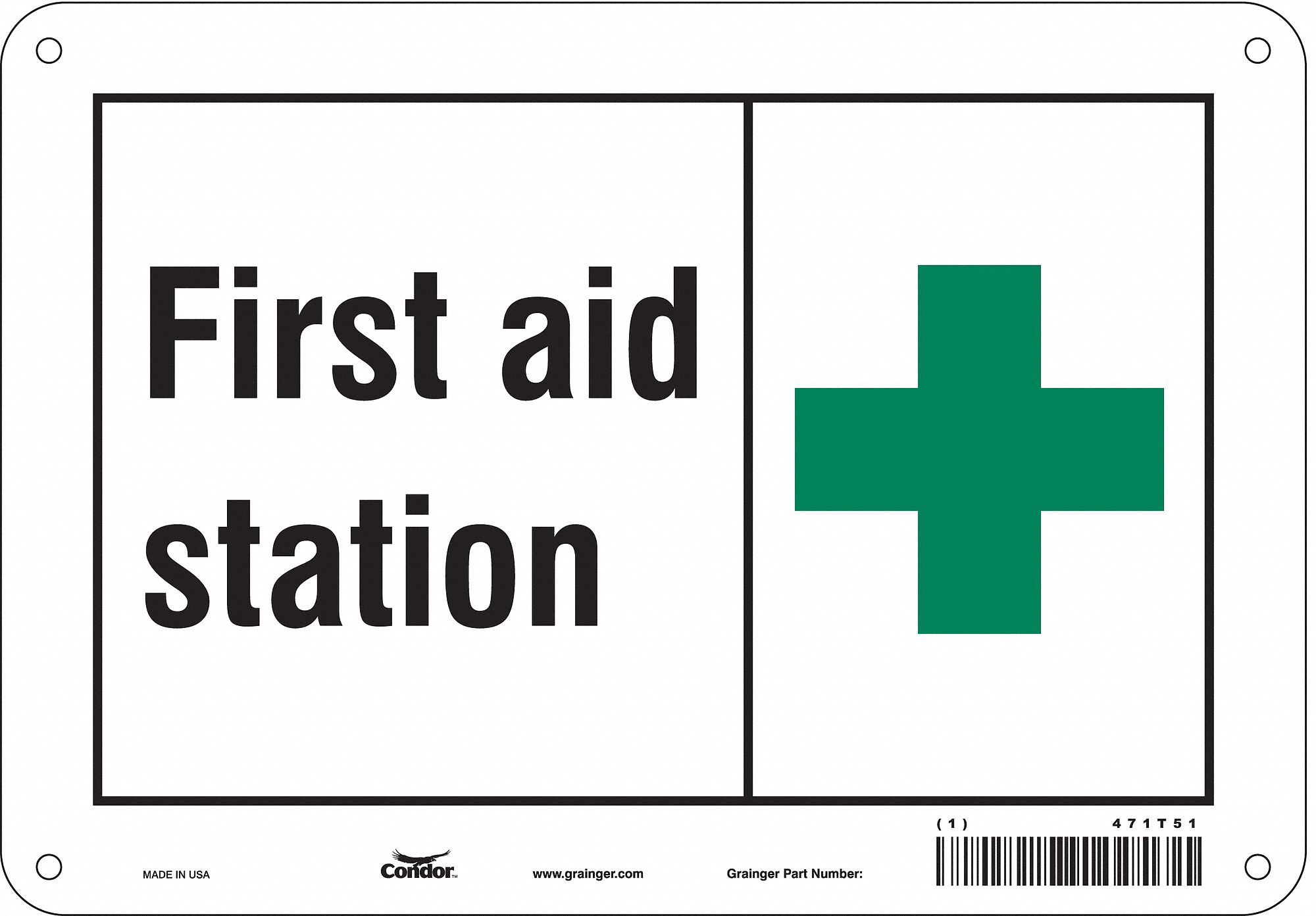 Safety Sign: Polyethylene, Mounting Holes Sign Mounting, 7 in x 10 in Nominal Sign Size