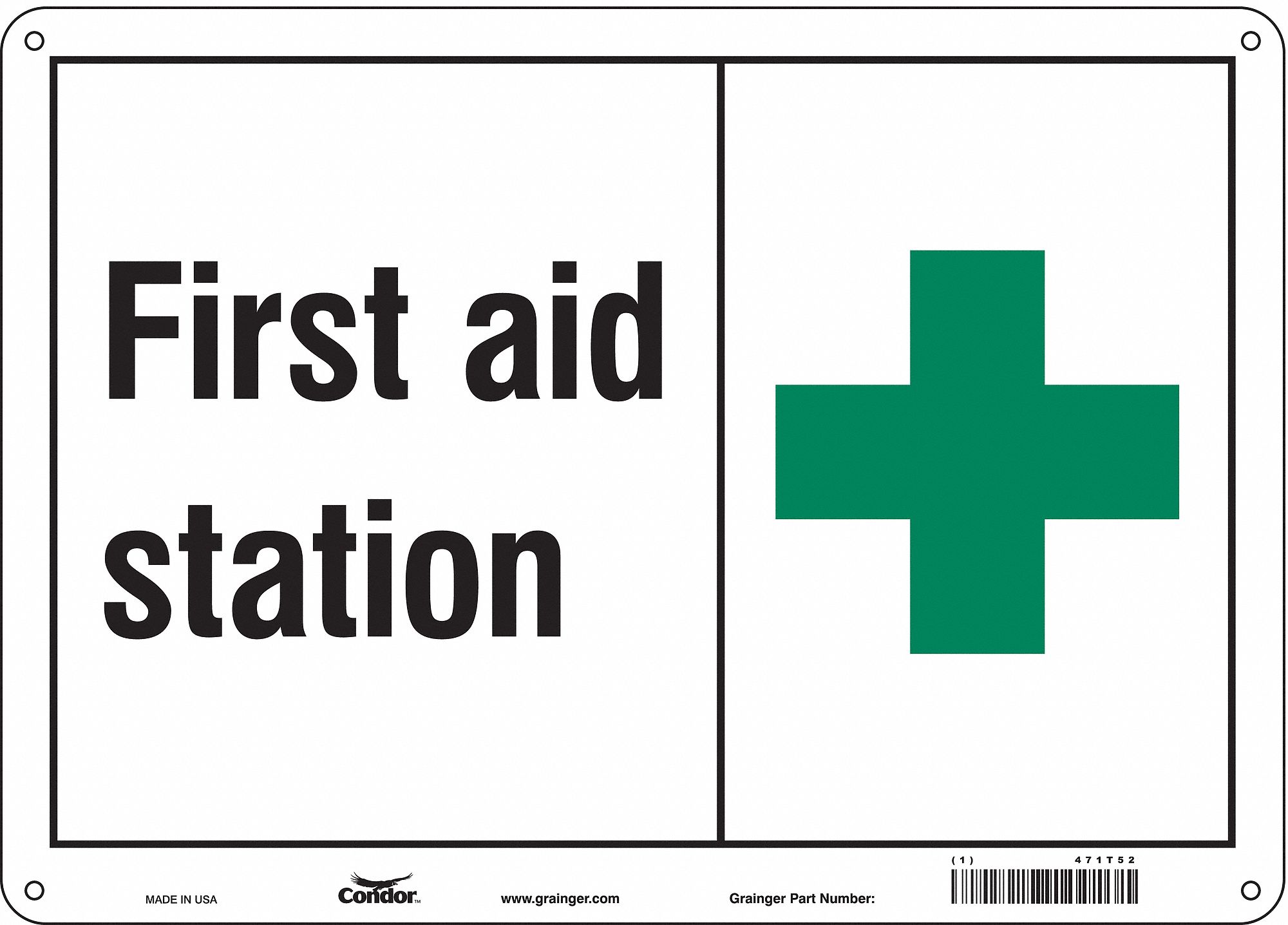 Safety Sign: Polyethylene, Mounting Holes Sign Mounting, 10 in x 14 in Nominal Sign Size