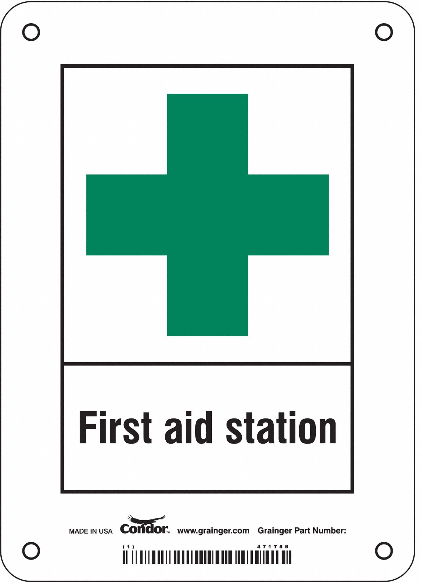 Safety Sign: Aluminum, Mounting Holes Sign Mounting, 7 in x 5 in Nominal Sign Size, 0.032 in Thick