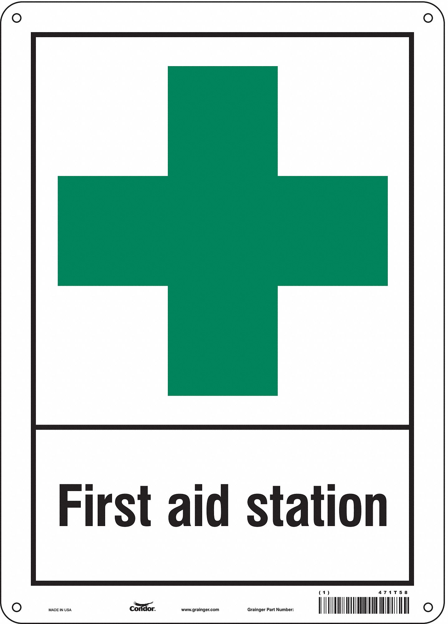Safety Sign: Aluminum, Mounting Holes Sign Mounting, 14 in x 10 in Nominal Sign Size, 0.032 in Thick