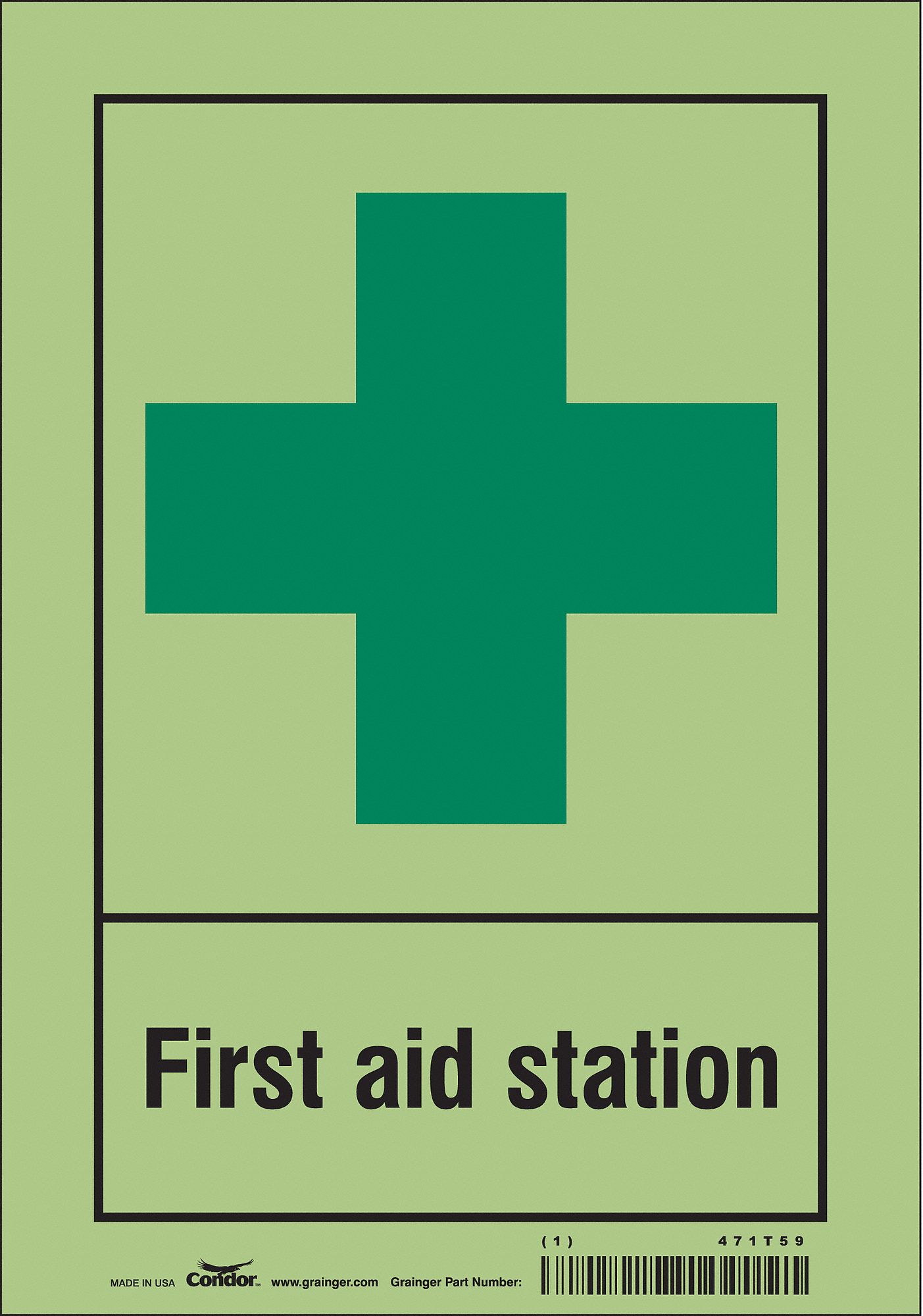 Safety Sign: Glow Vinyl, Adhesive Sign Mounting, 10 in x 7 in Nominal Sign Size, Not Retroreflective