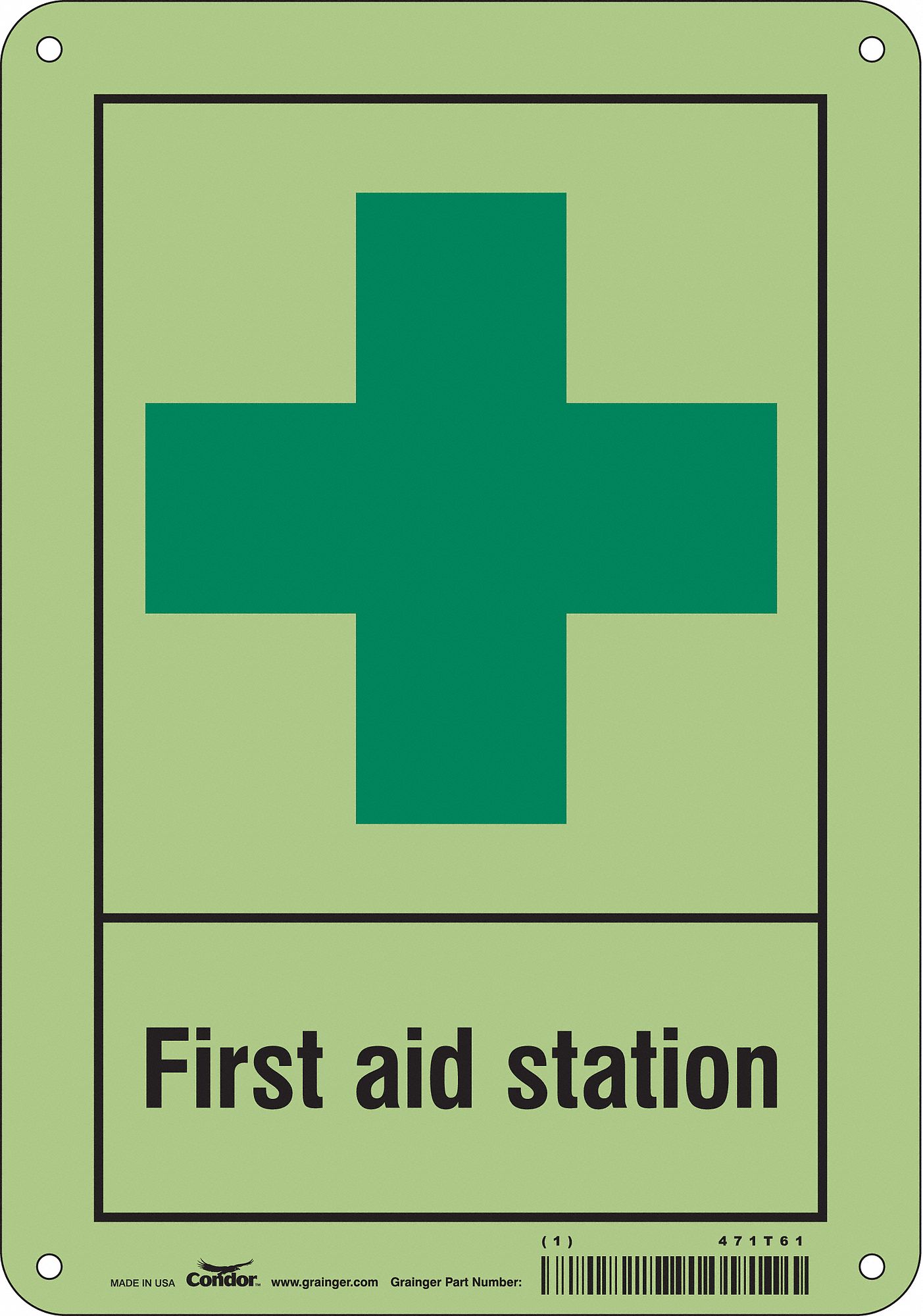 Safety Sign: Polyethylene, Mounting Holes Sign Mounting, 10 in x 7 in Nominal Sign Size