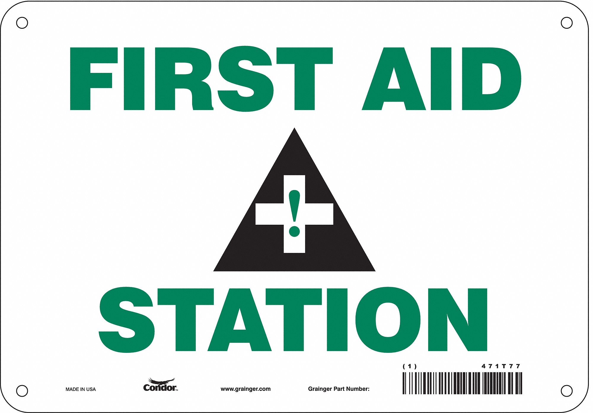 Safety Sign: Aluminum, Mounting Holes Sign Mounting, 7 in x 10 in Nominal Sign Size, 0.032 in Thick