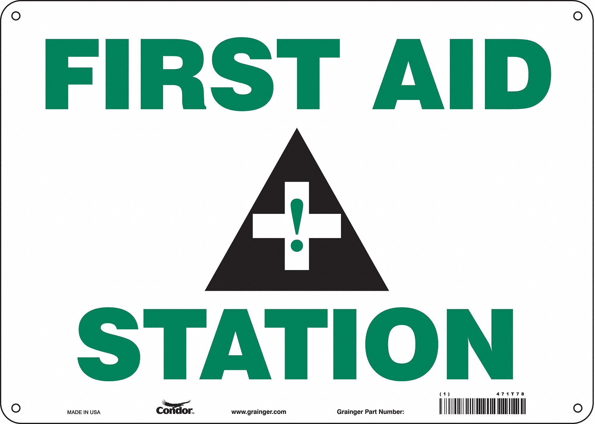 Safety Sign: Aluminum, Mounting Holes Sign Mounting, 10 in x 14 in Nominal Sign Size, 0.032 in Thick