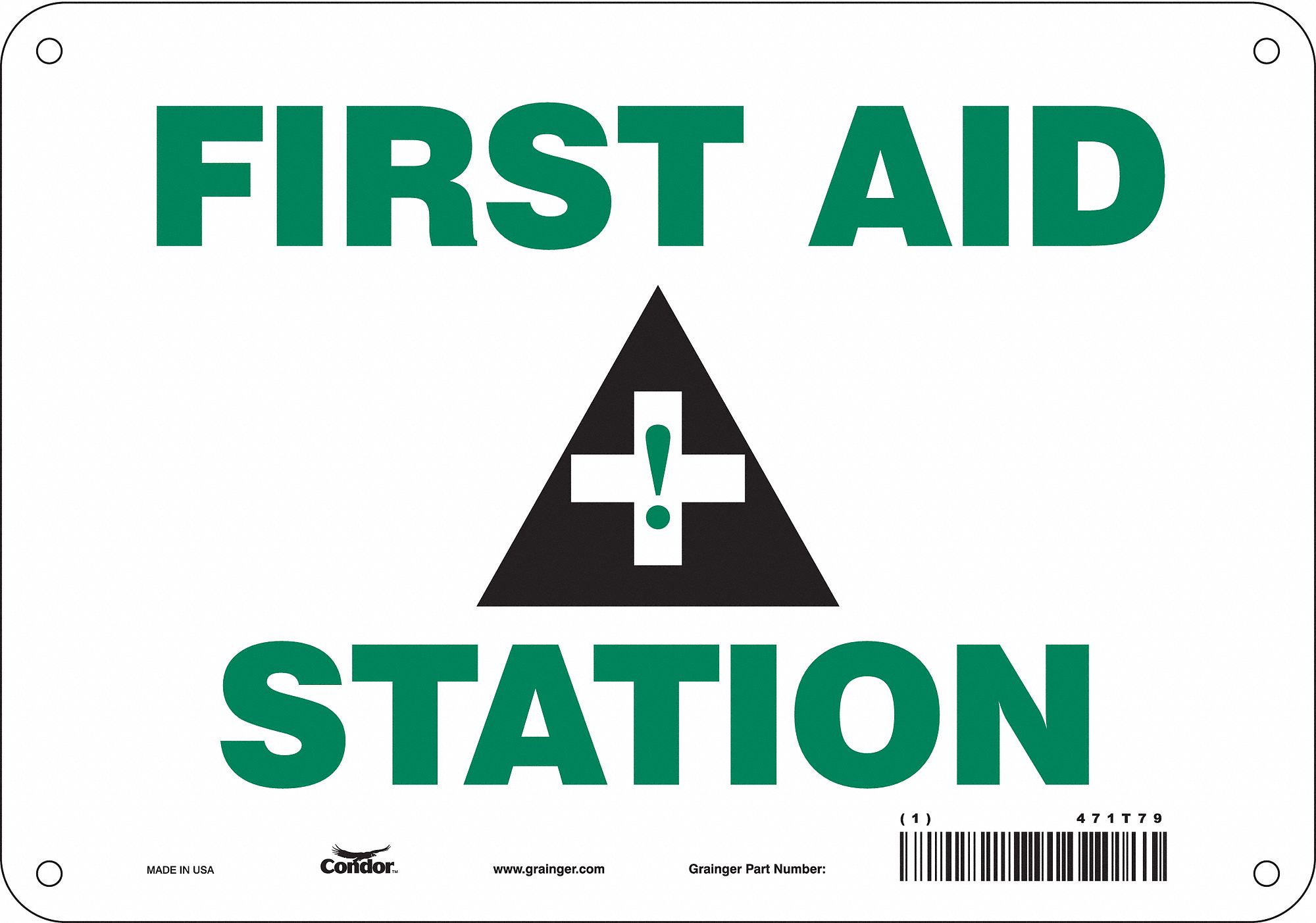 Safety Sign: Polyethylene, Mounting Holes Sign Mounting, 7 in x 10 in Nominal Sign Size