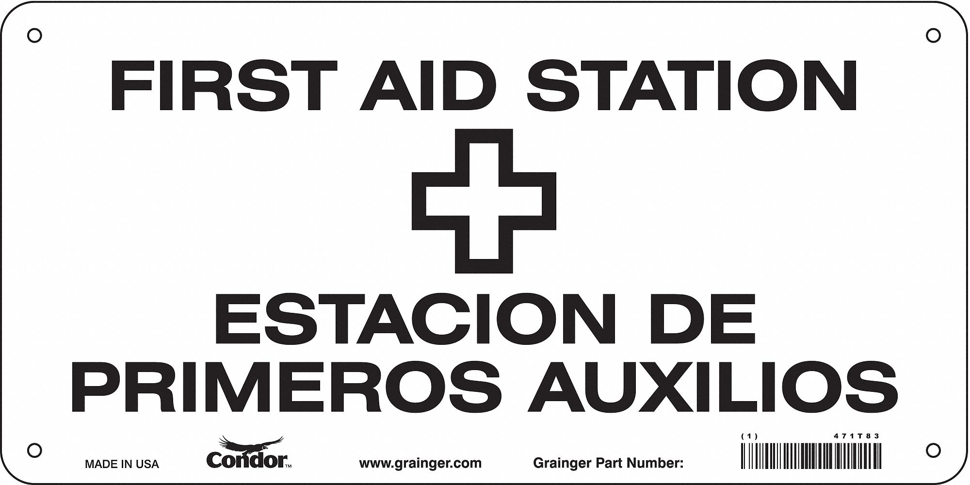 Safety Sign, 7 in x 14 in, Aluminum