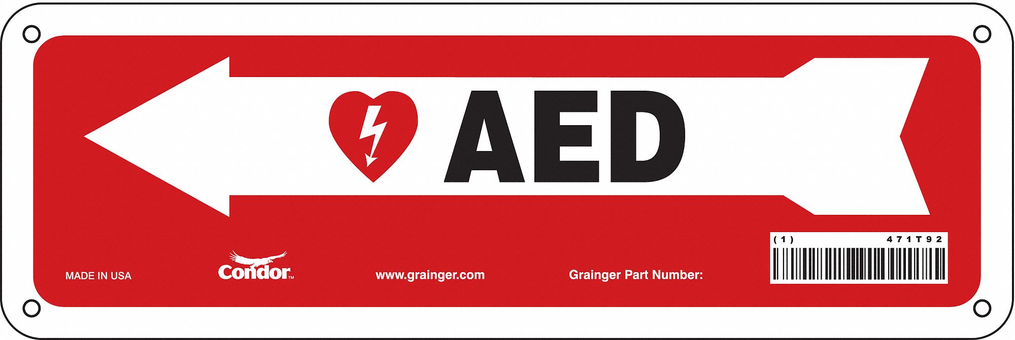 Safety Sign, 4 in x 12 in, Aluminum