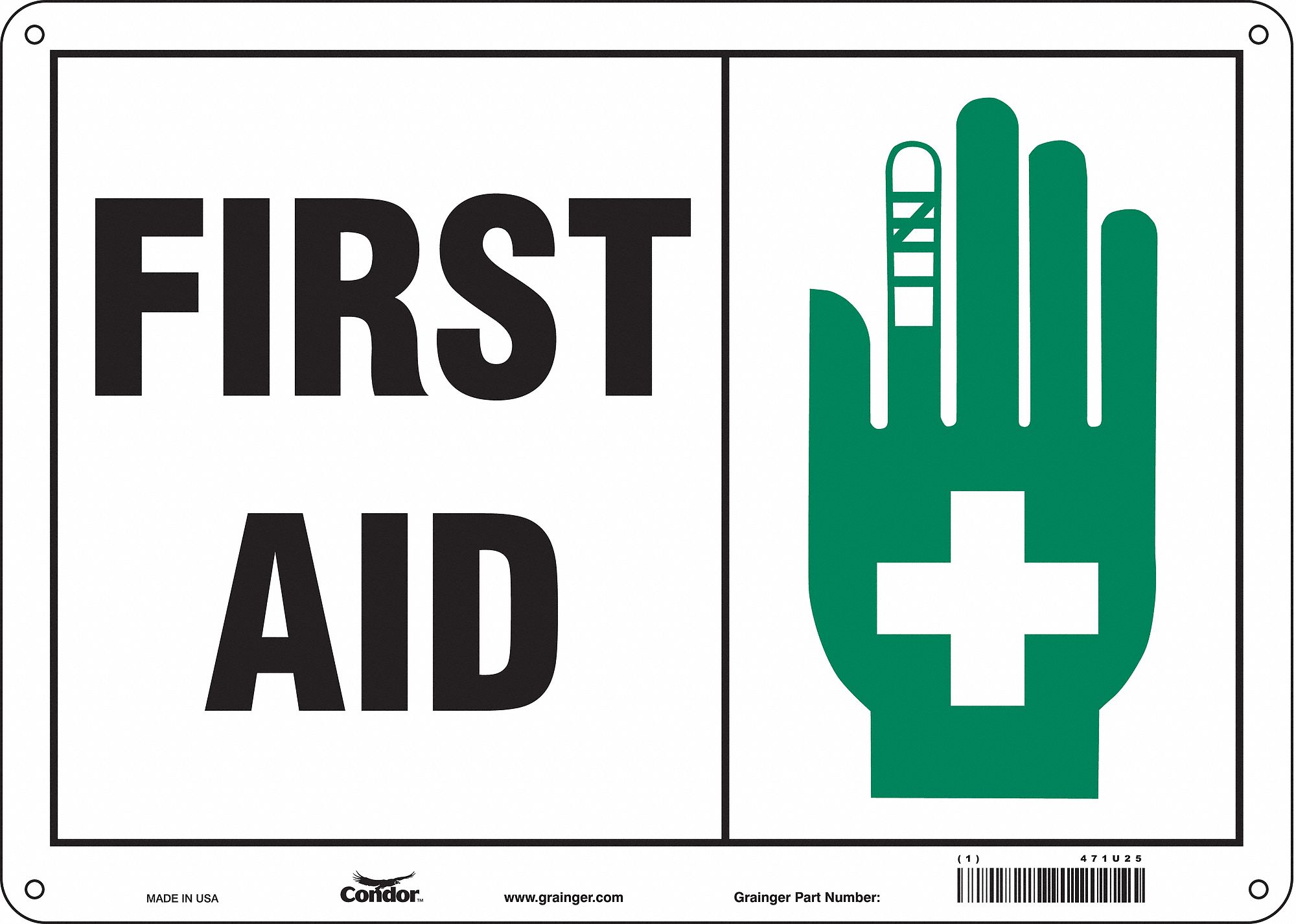 Safety Sign: Polyethylene, Mounting Holes Sign Mounting, 10 in x 14 in Nominal Sign Size