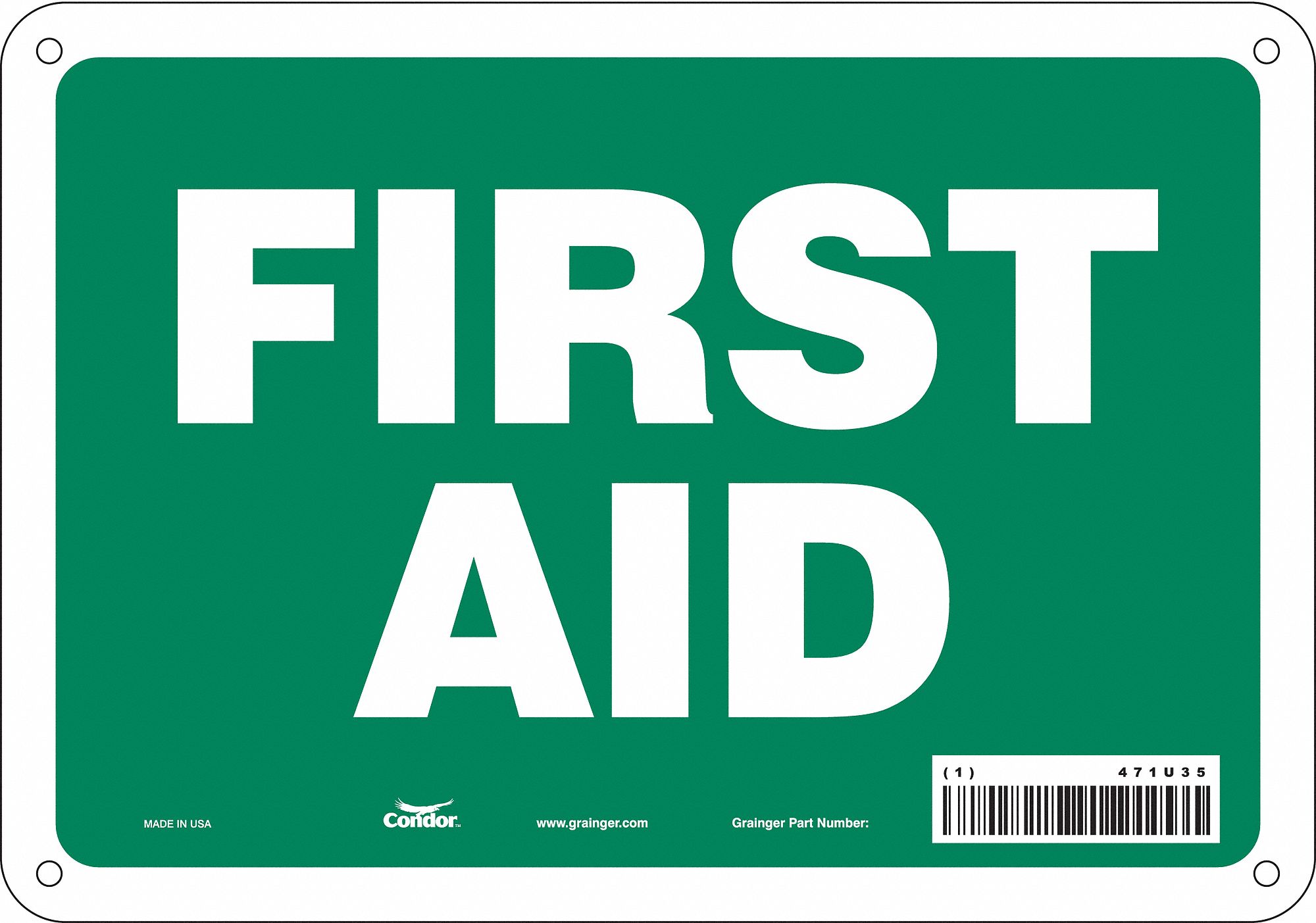 Safety Sign: Polyethylene, Mounting Holes Sign Mounting, 7 in x 10 in Nominal Sign Size
