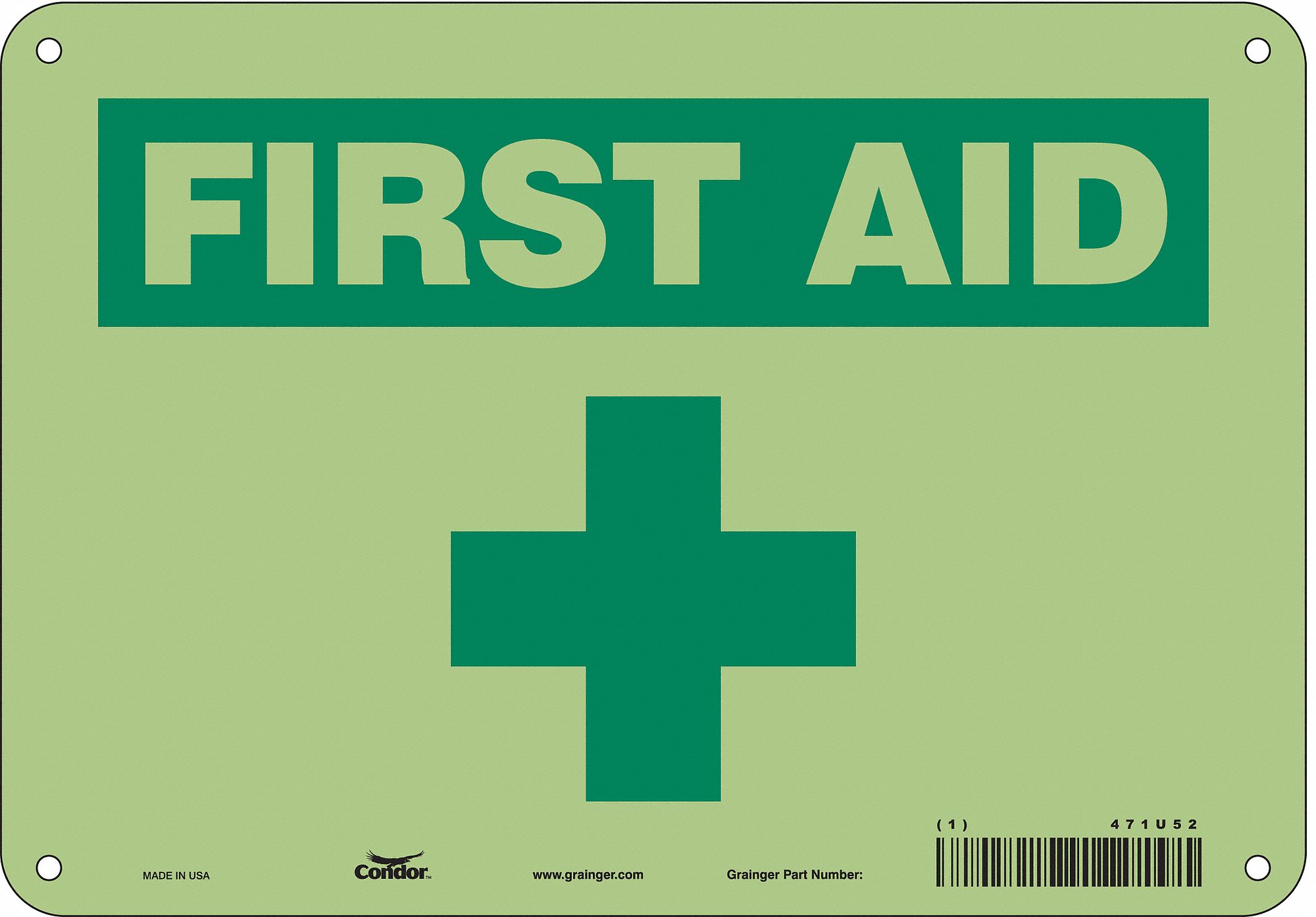 Safety Sign: Polyethylene, Mounting Holes Sign Mounting, 7 in x 10 in Nominal Sign Size