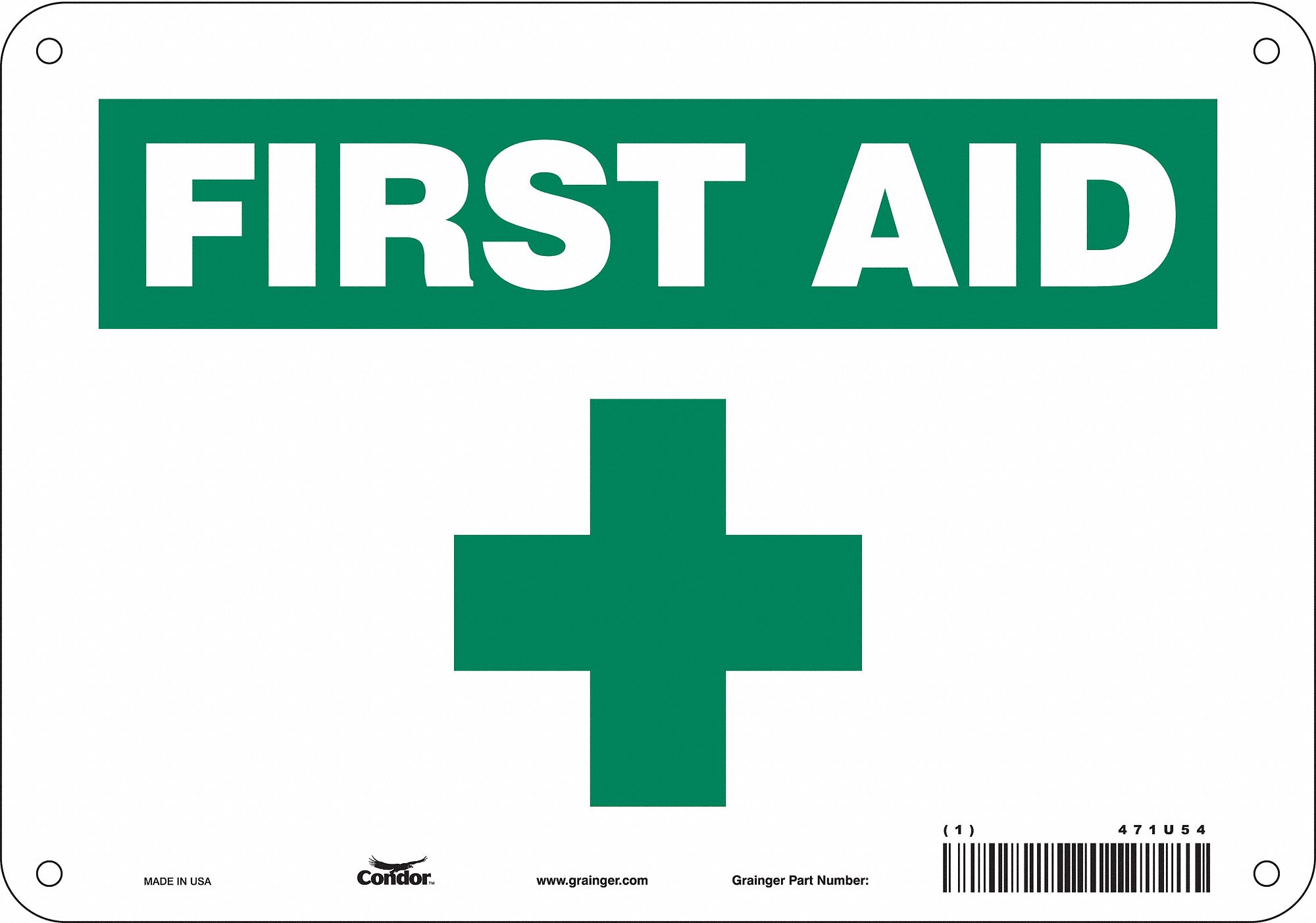 Safety Sign: Polyethylene, Mounting Holes Sign Mounting, 7 in x 10 in Nominal Sign Size