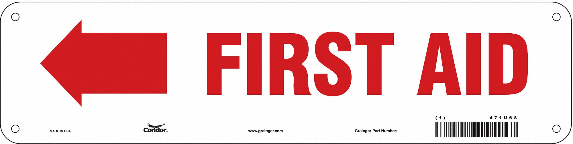 Safety Sign, 3 1/2 x 14 in, Polyethylene