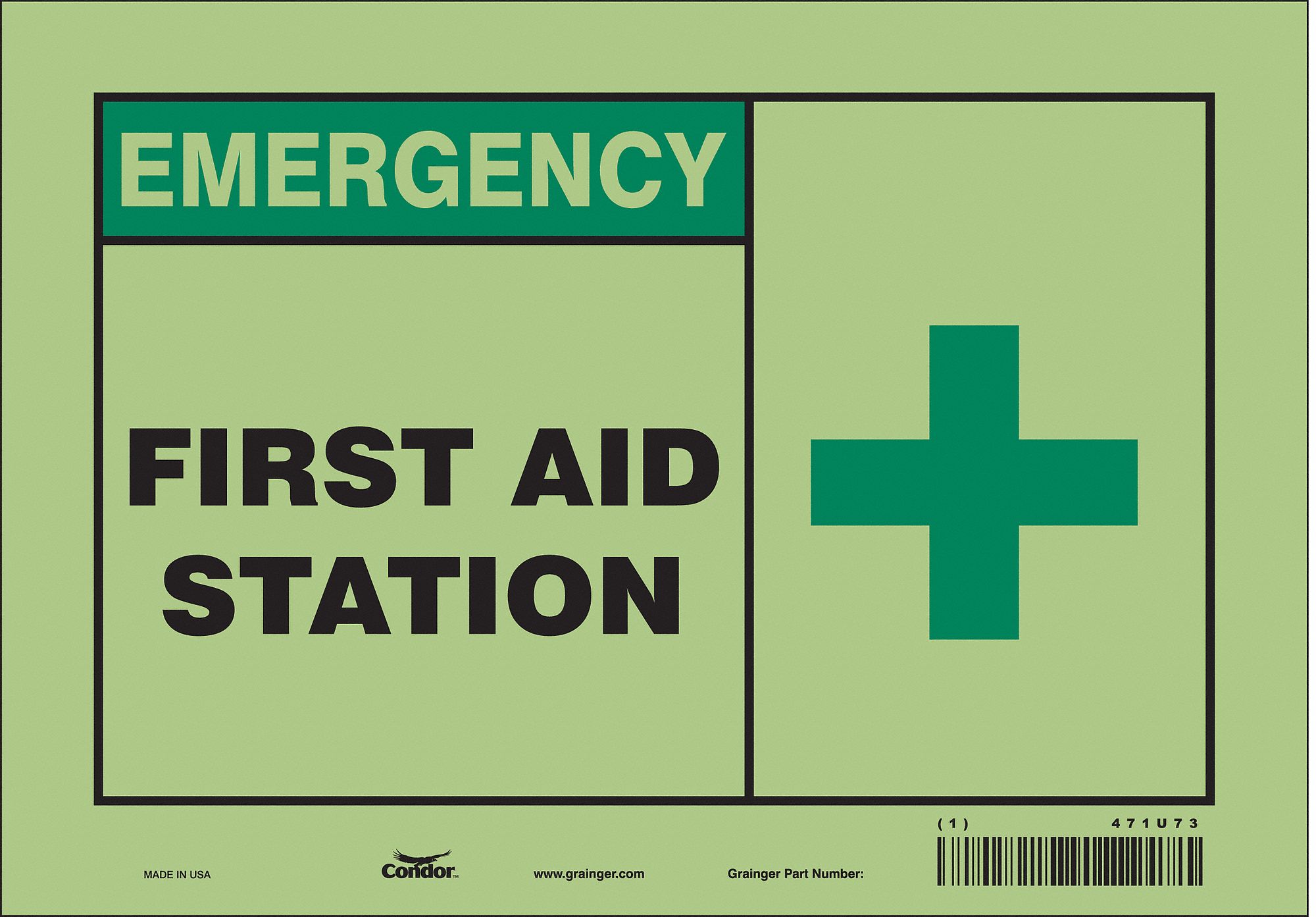 Safety Sign: Glow Vinyl, Adhesive Sign Mounting, 7 in x 10 in Nominal Sign Size, Not Retroreflective