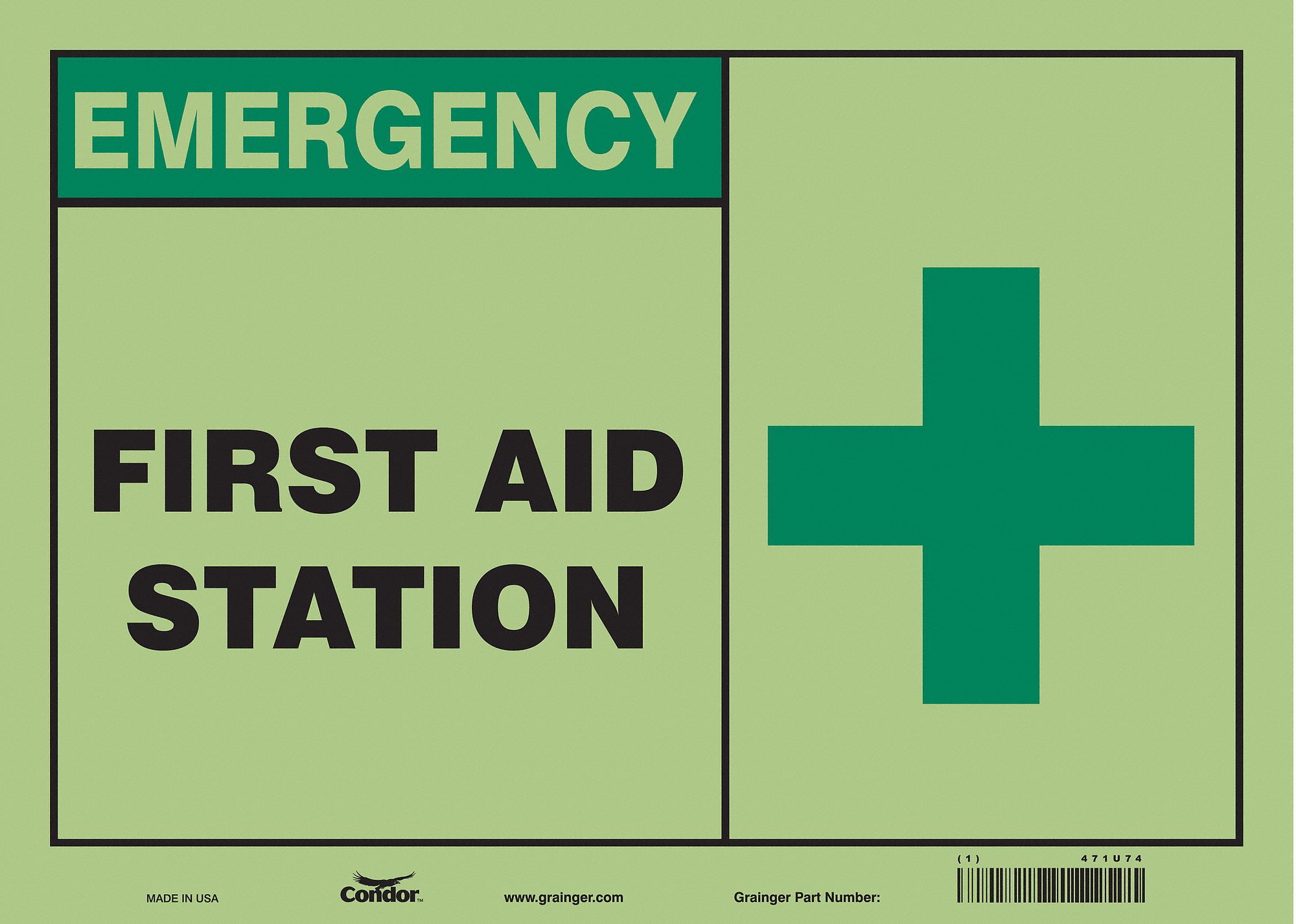Safety Sign: Glow Vinyl, Adhesive Sign Mounting, 10 in x 14 in Nominal Sign Size, Glow In The Dark