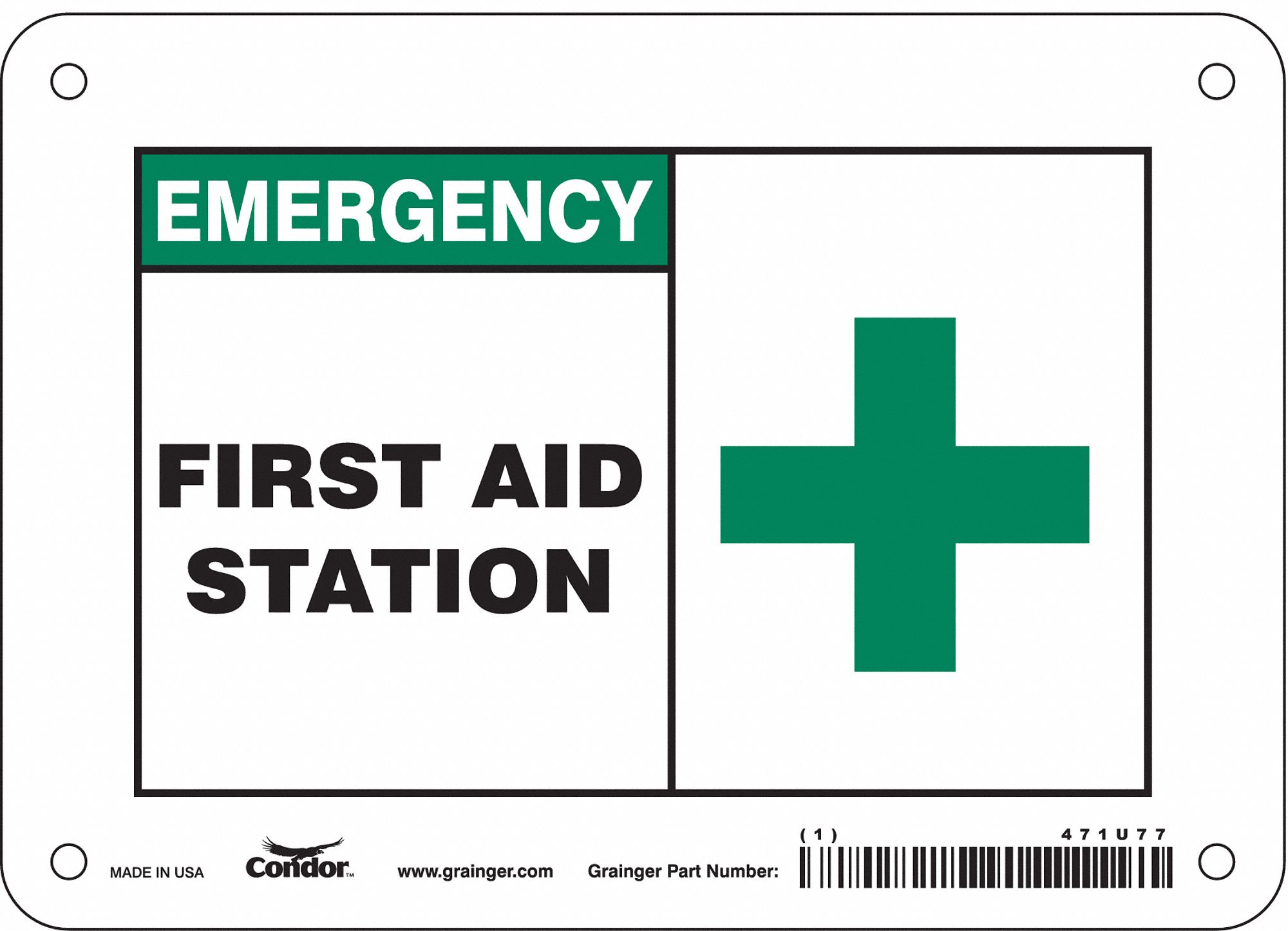 Safety Sign: Polyethylene, Mounting Holes Sign Mounting, 5 in x 7 in Nominal Sign Size