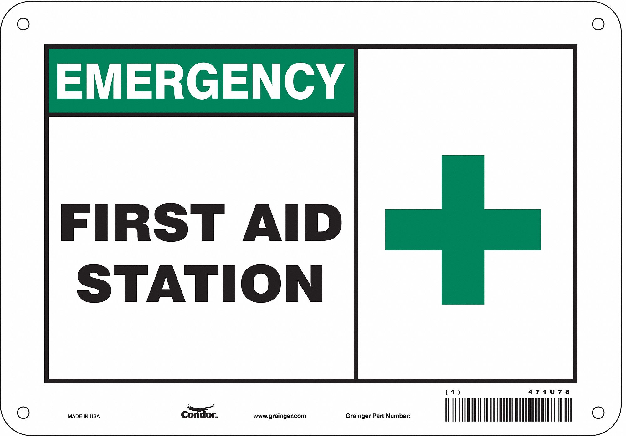 Safety Sign: Polyethylene, Mounting Holes Sign Mounting, 7 in x 10 in Nominal Sign Size