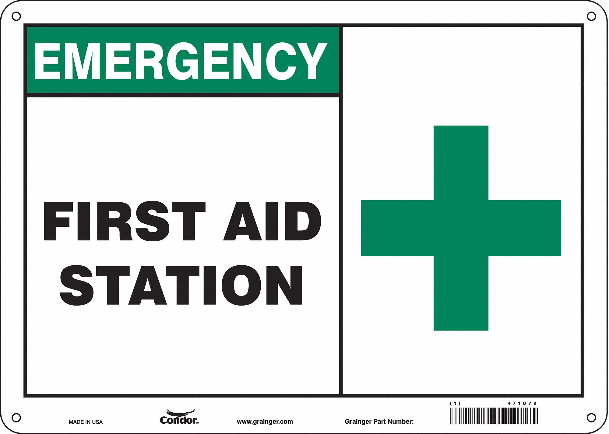 Safety Sign: Polyethylene, Mounting Holes Sign Mounting, 10 in x 14 in Nominal Sign Size