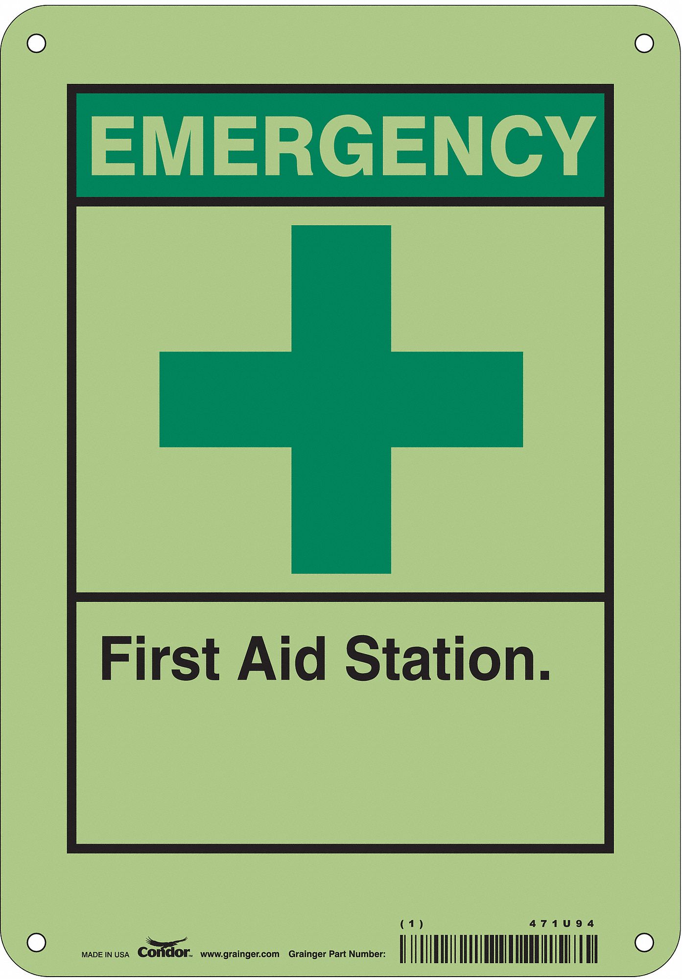 Safety Sign: Polyethylene, Mounting Holes Sign Mounting, 10 in x 7 in Nominal Sign Size