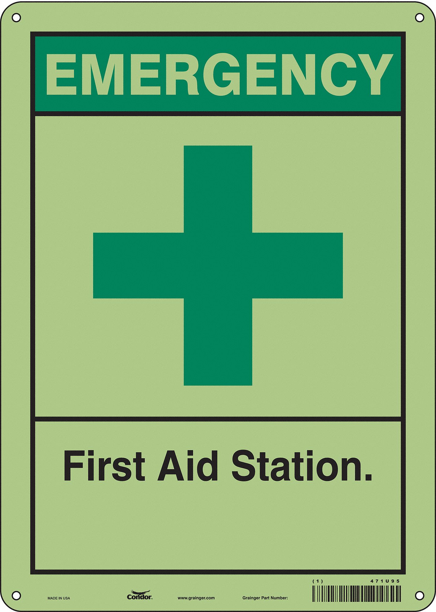 Safety Sign: Polyethylene, Mounting Holes Sign Mounting, 14 in x 10 in Nominal Sign Size