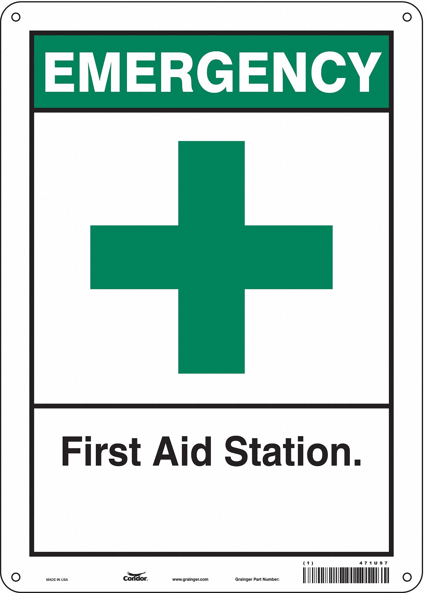 Safety Sign: Polyethylene, Mounting Holes Sign Mounting, 14 in x 10 in Nominal Sign Size