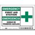 Emergency/Emergencia: First Aid Station/Unidad De Primeros Auxilios Signs
