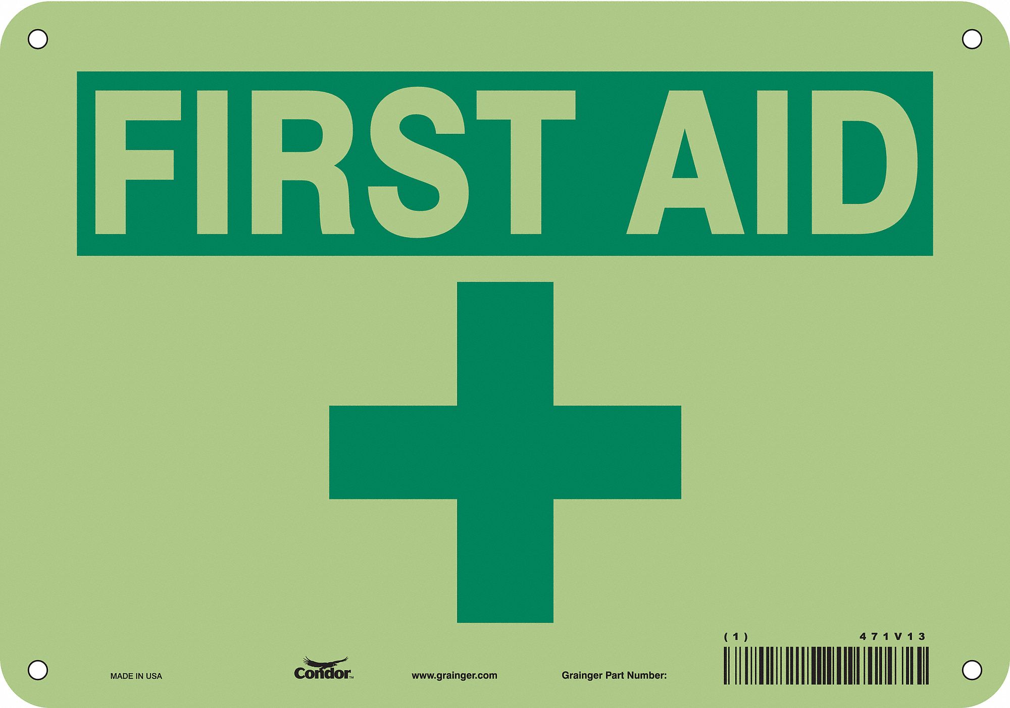 Safety Sign: Polyethylene, Mounting Holes Sign Mounting, 7 in x 10 in Nominal Sign Size