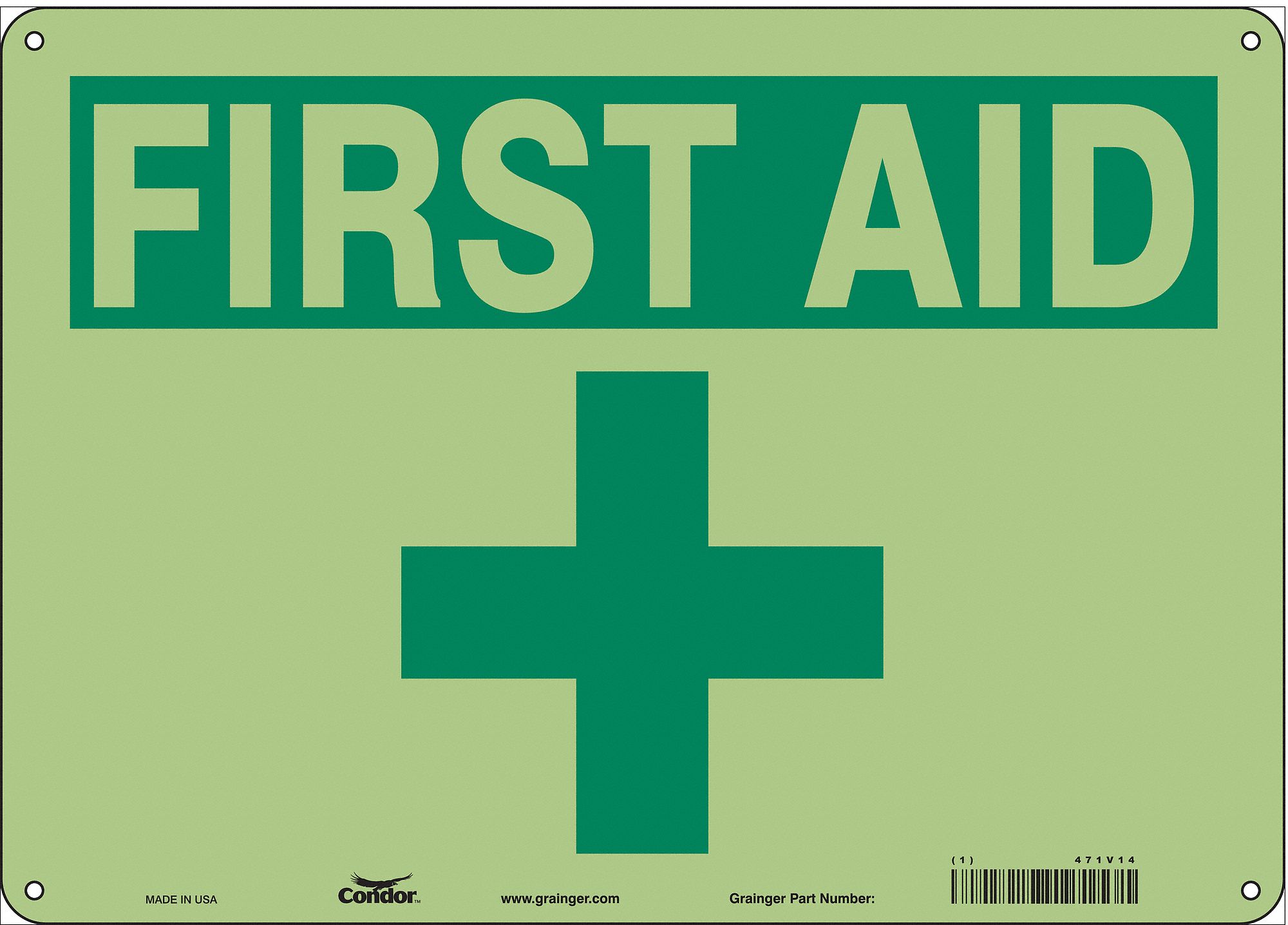 Safety Sign: Polyethylene, Mounting Holes Sign Mounting, 10 in x 14 in Nominal Sign Size