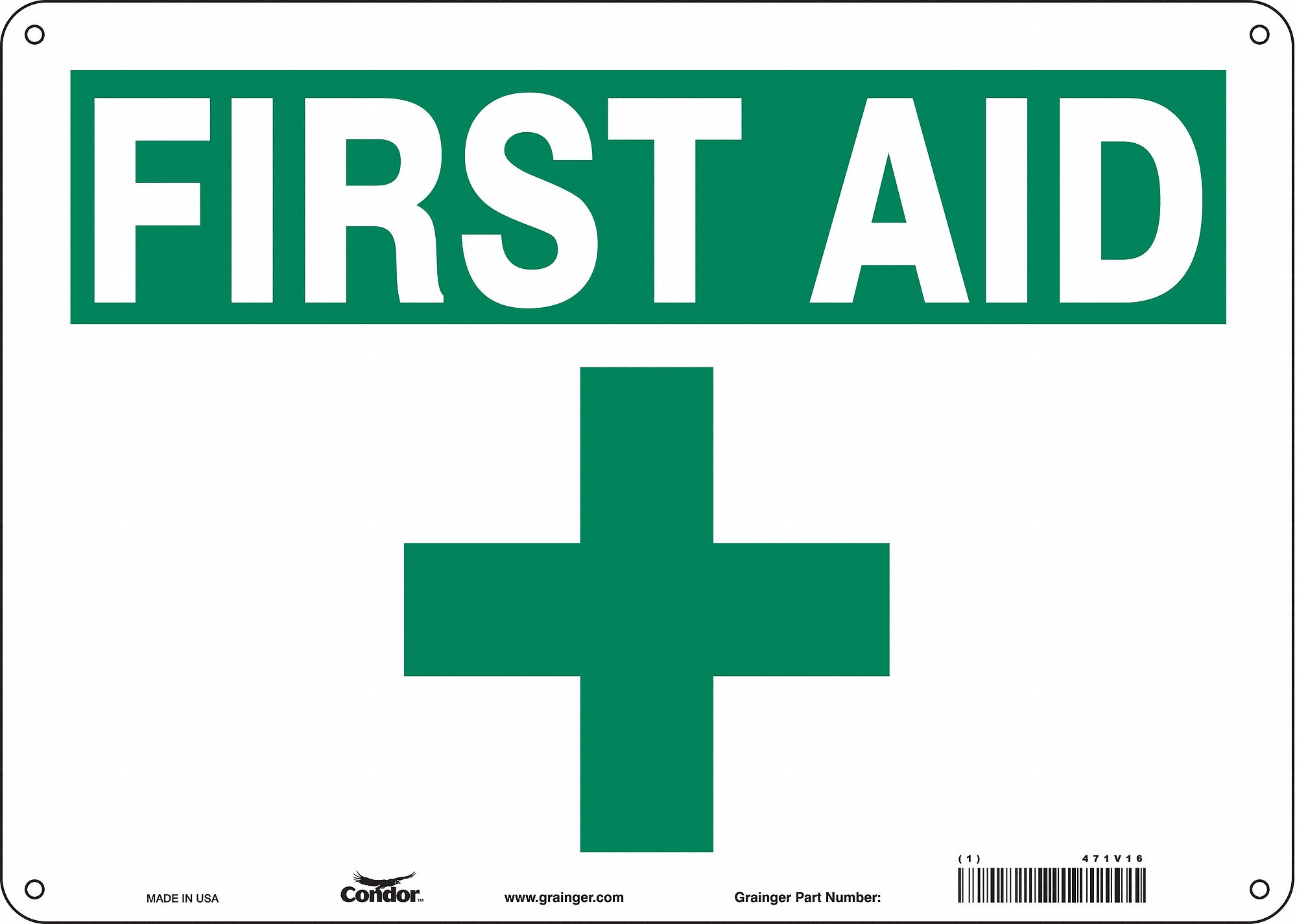 Safety Sign: Polyethylene, Mounting Holes Sign Mounting, 10 in x 14 in Nominal Sign Size