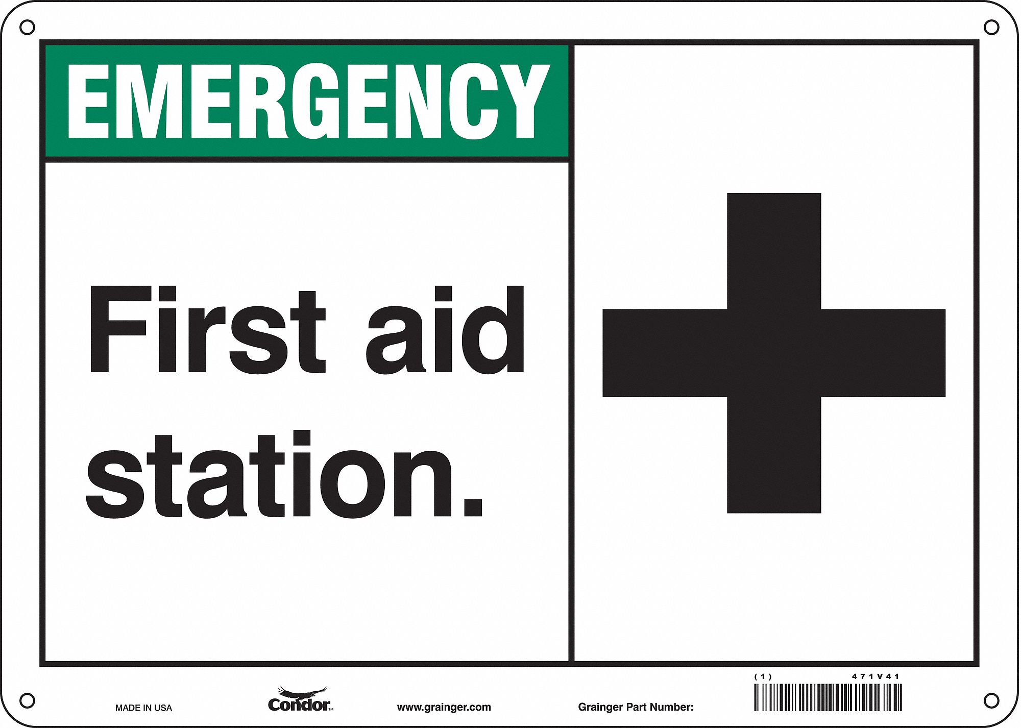 Safety Sign: Aluminum, Mounting Holes Sign Mounting, 10 in x 14 in Nominal Sign Size, 0.032 in Thick