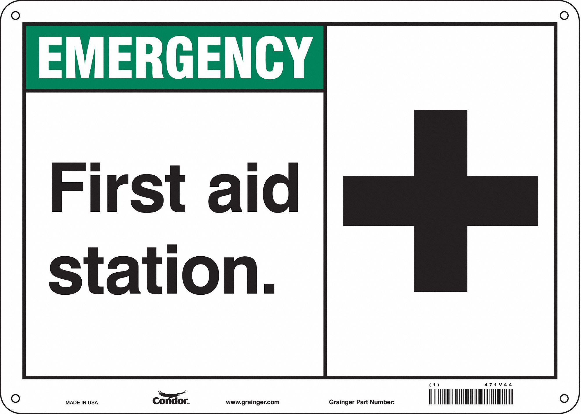 Safety Sign: Polyethylene, Mounting Holes Sign Mounting, 10 in x 14 in Nominal Sign Size