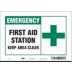 Emergency: First Aid Station Keep Area Clear Signs