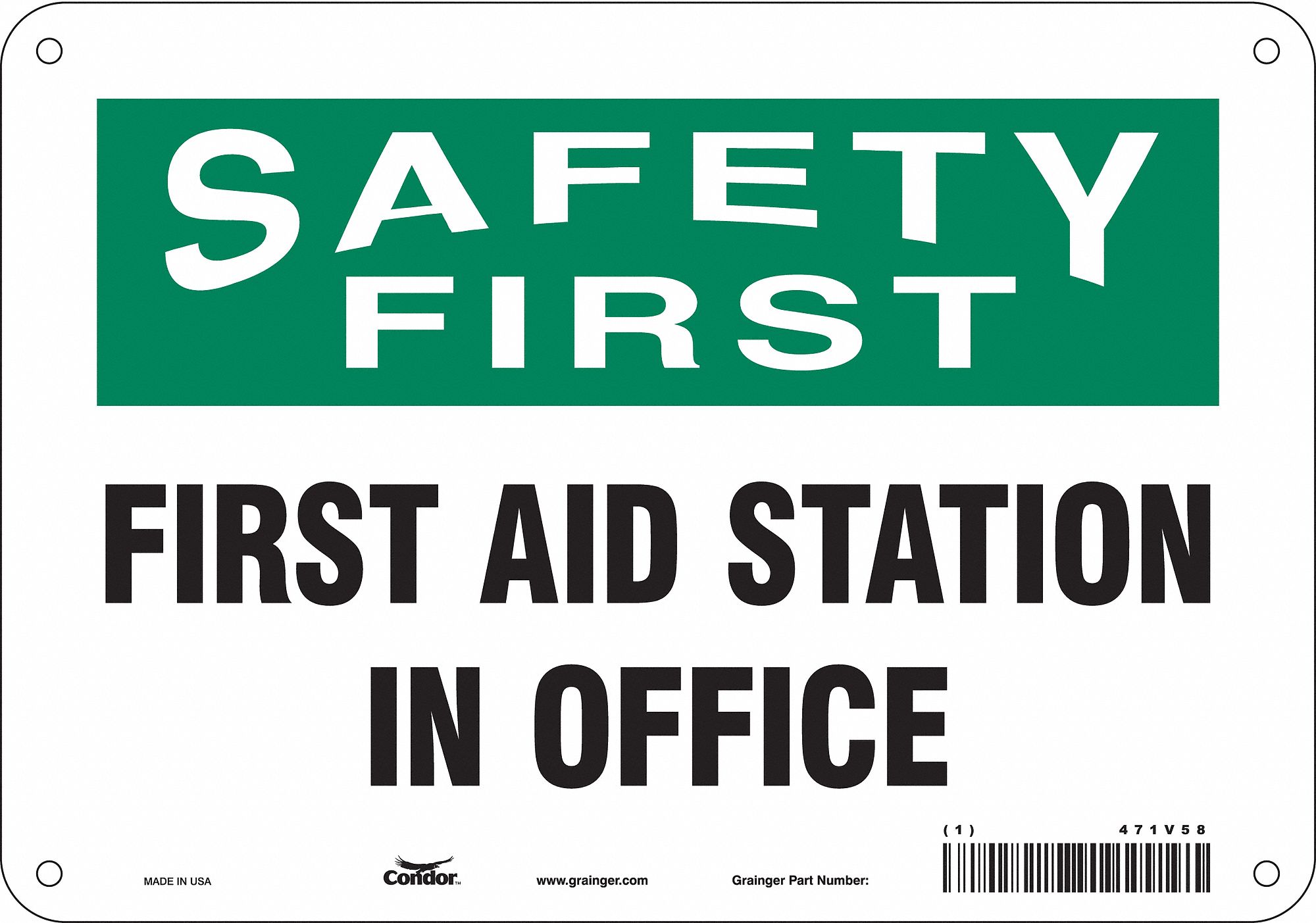 Safety Sign, 7 in x 10 in, Polyethylene