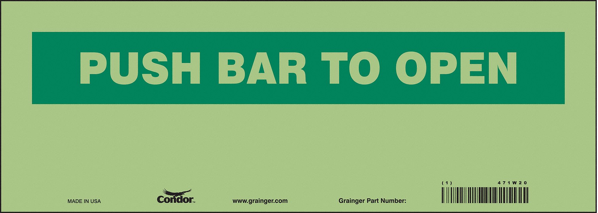 Safety Sign, 5 in x 14 in, Glow Vinyl