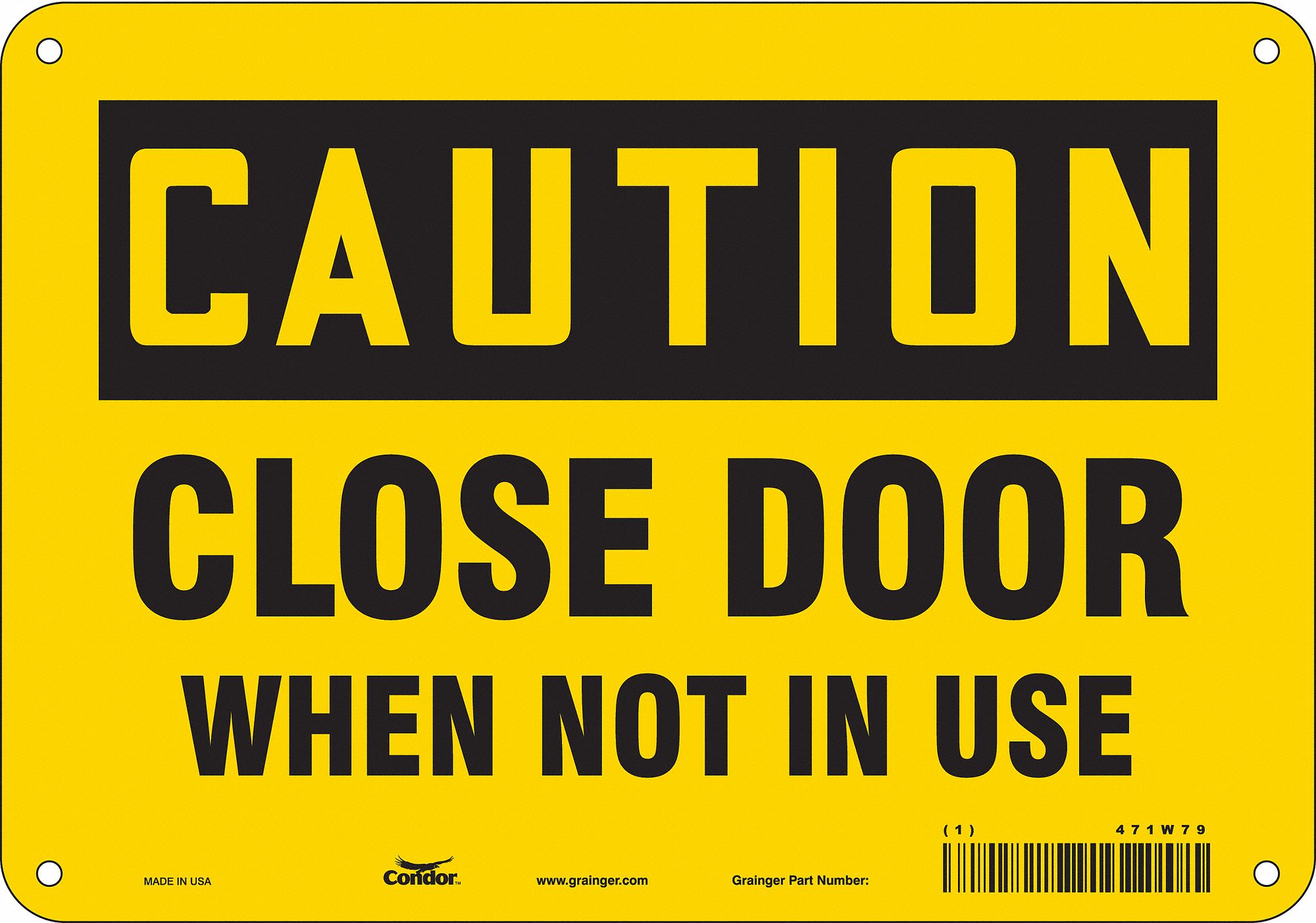Safety Sign: Polyethylene, Mounting Holes Sign Mounting, 7 in x 10 in Nominal Sign Size, Caution